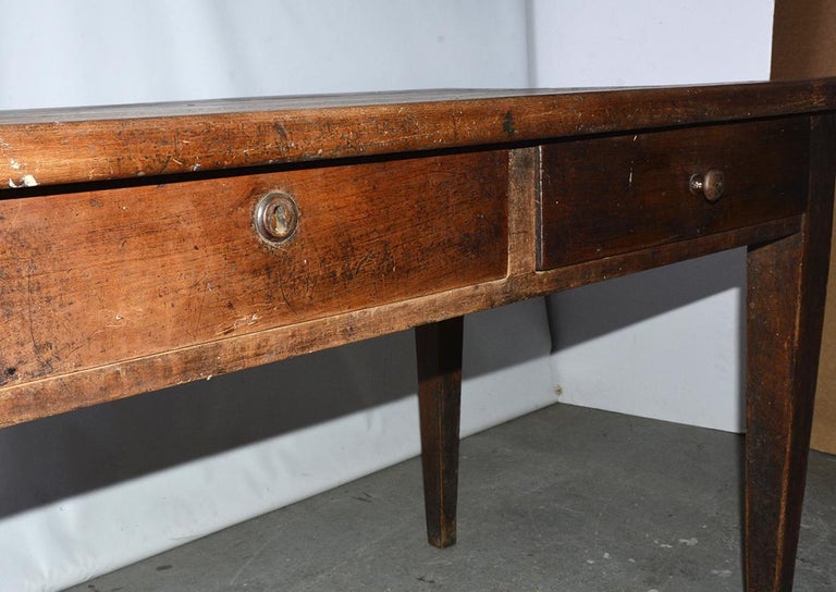 Antique French Country Desk with Two Drawers at 1stDibs
