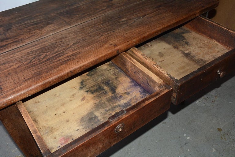 Antique French Country Desk with Two Drawers at 1stDibs
