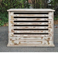 Antique French Country Distress Painted Sewing Thread Spool Chest Cabinet