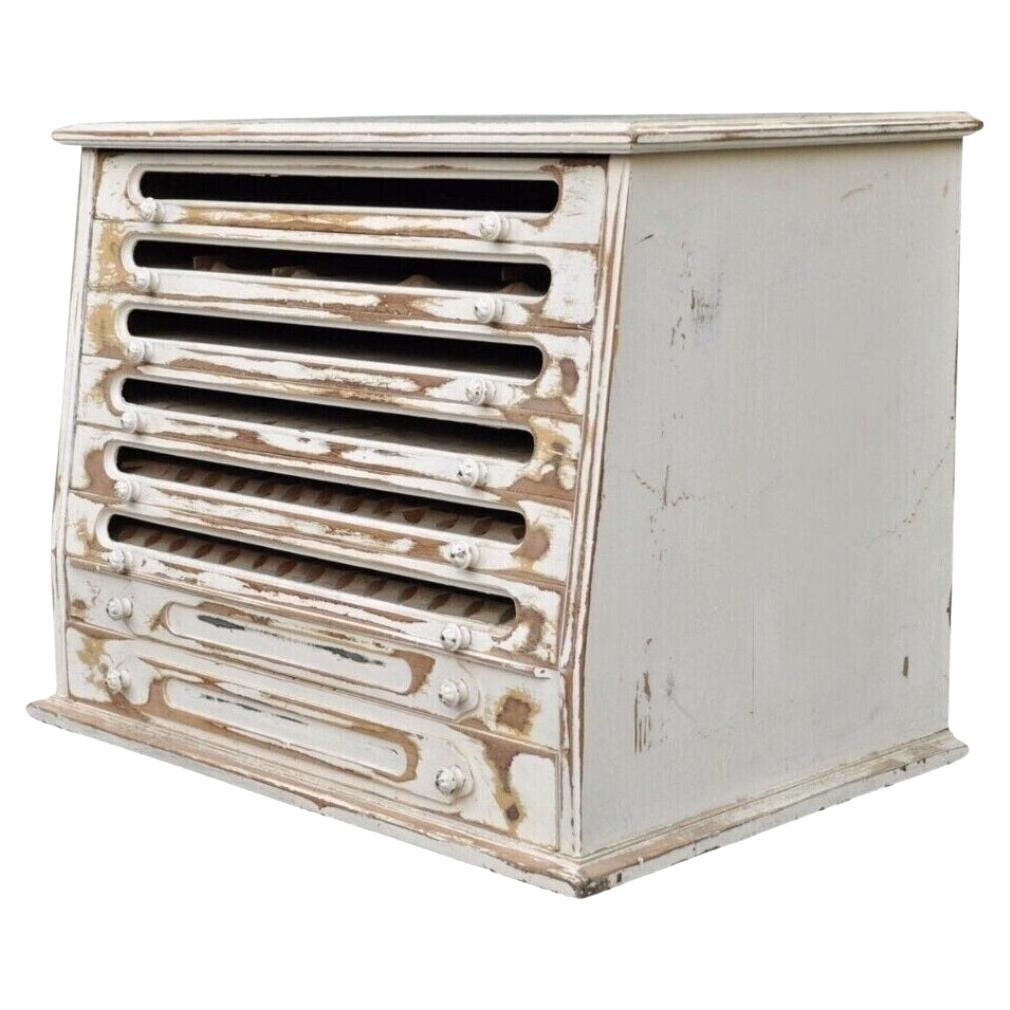 Antique French Country Distress Painted Sewing Thread Spool Chest Gabinete