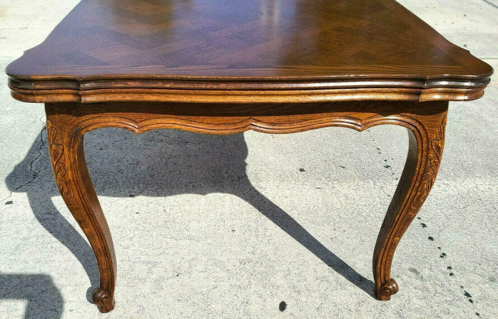 Antique French Country Parquet Expandable Dining Table In Good Condition In Lake Worth, FL