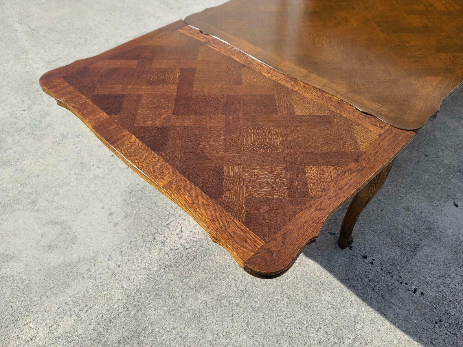 20th Century Antique French Country Parquet Expandable Dining Table