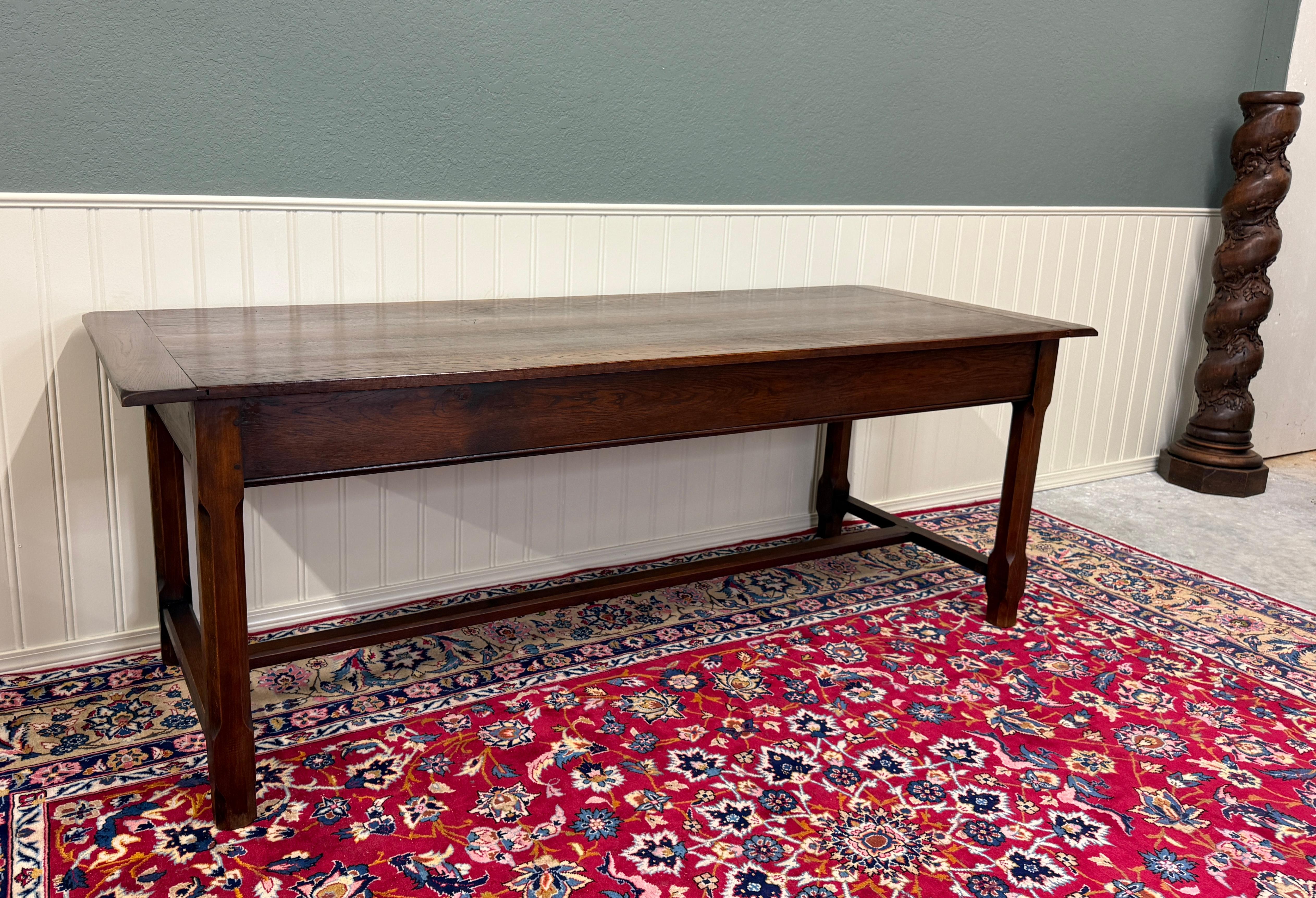 Antique French Country Farm Dining Table Farmhouse Baker's Table Drawer Oak en vente 3