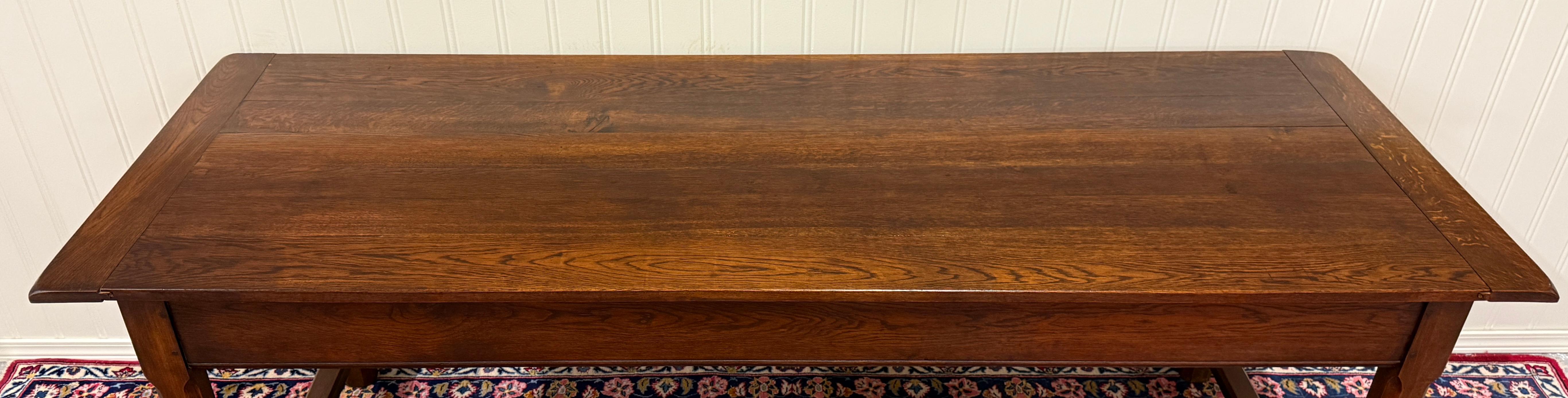 Antique French Country Farm Dining Table Farmhouse Baker's Table Drawer Oak en vente 4