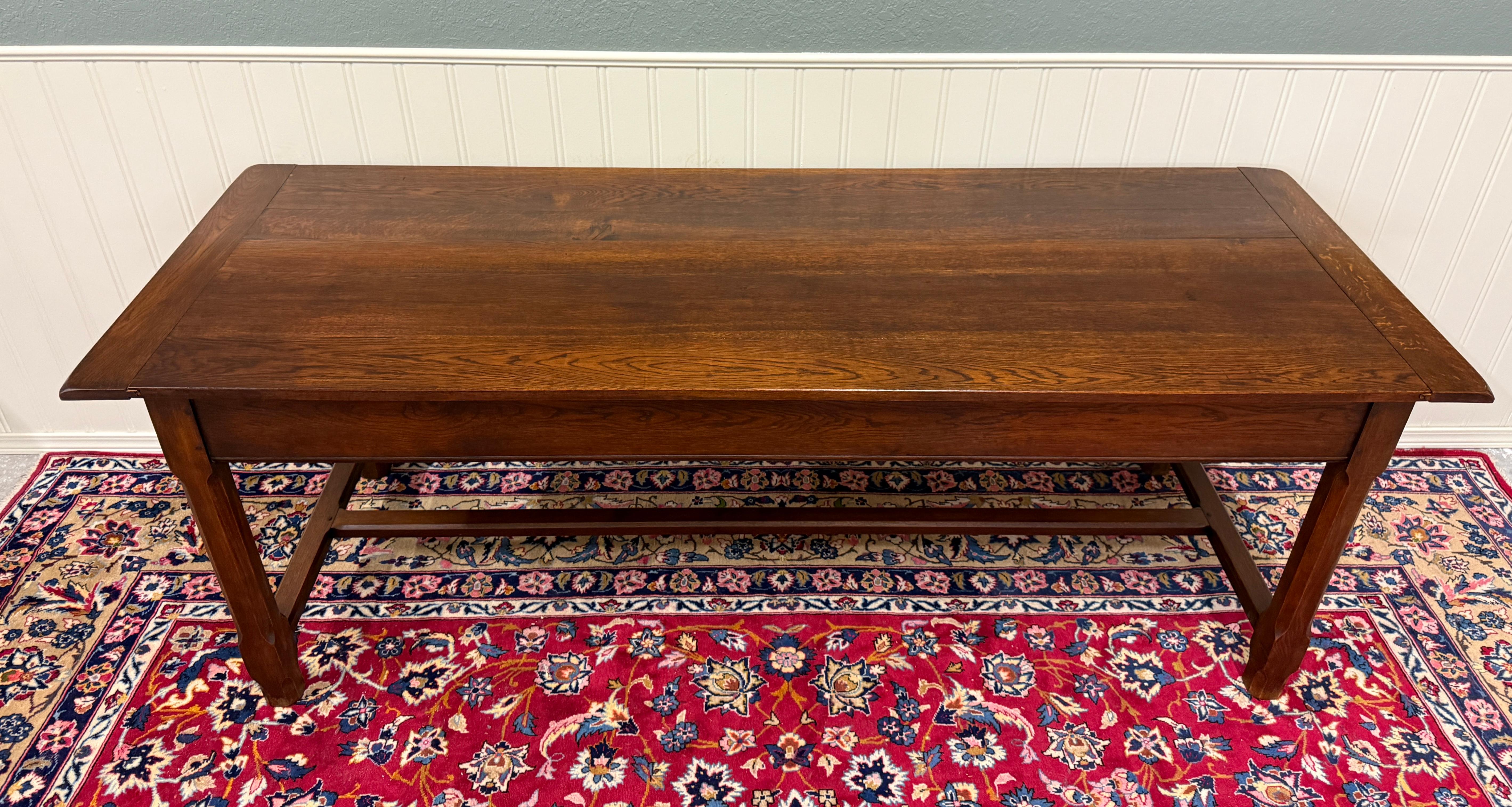 Antique French Country Farm Dining Table Farmhouse Baker's Table Drawer Oak en vente 5
