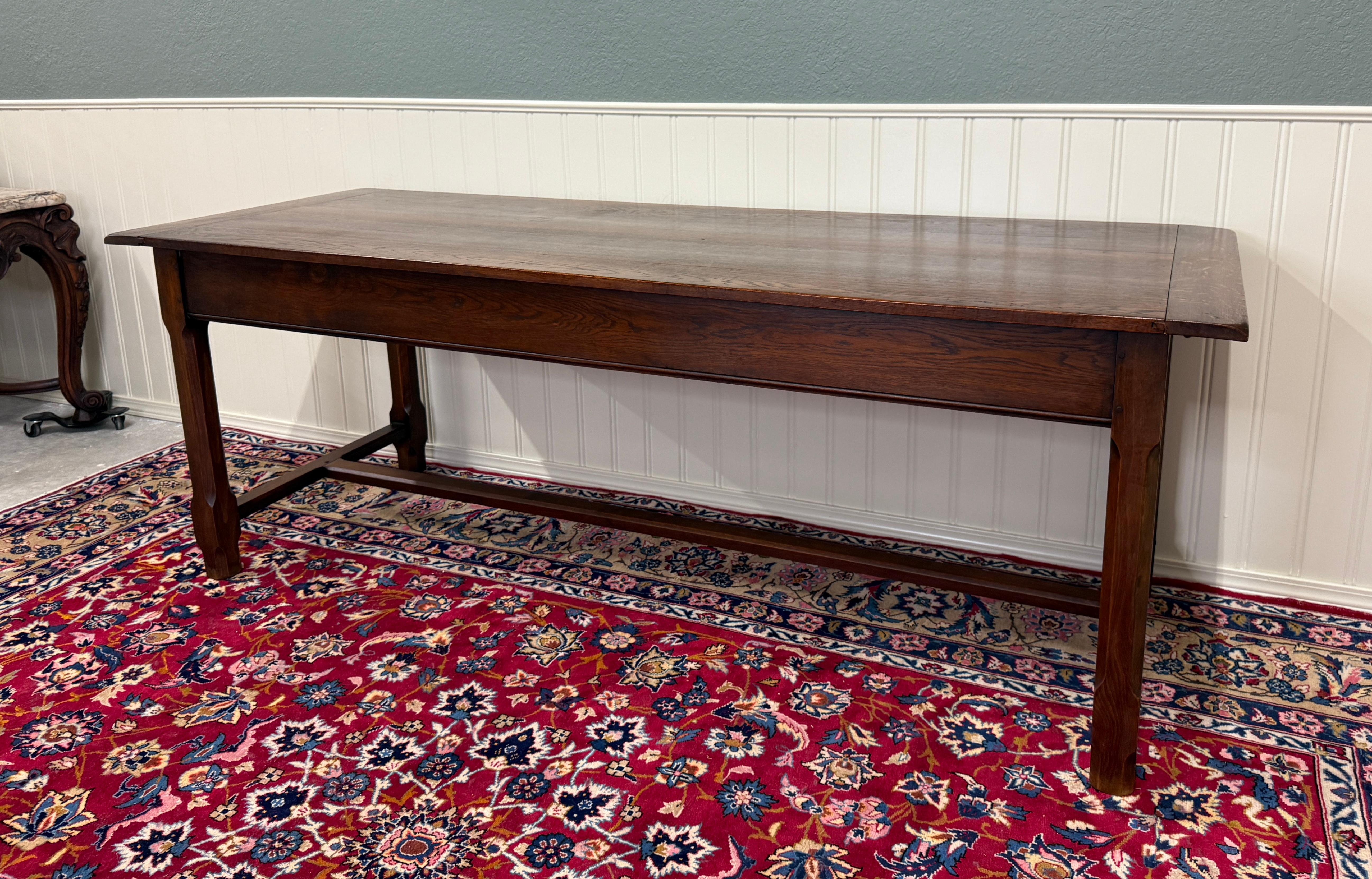 Antique French Country Farm Dining Table Farmhouse Baker's Table Drawer Oak en vente 6