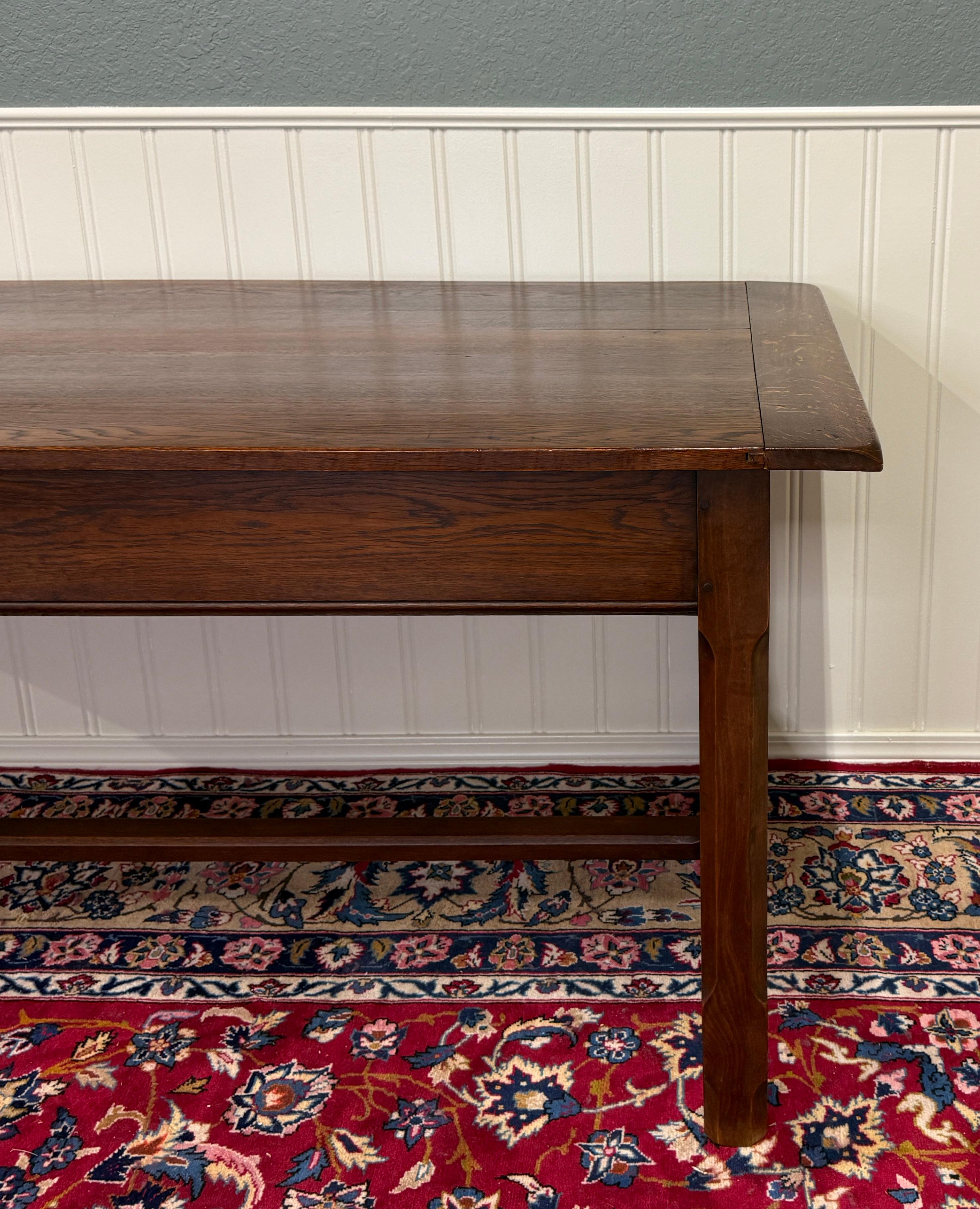 Antique French Country Farm Dining Table Farmhouse Baker's Table Drawer Oak en vente 8