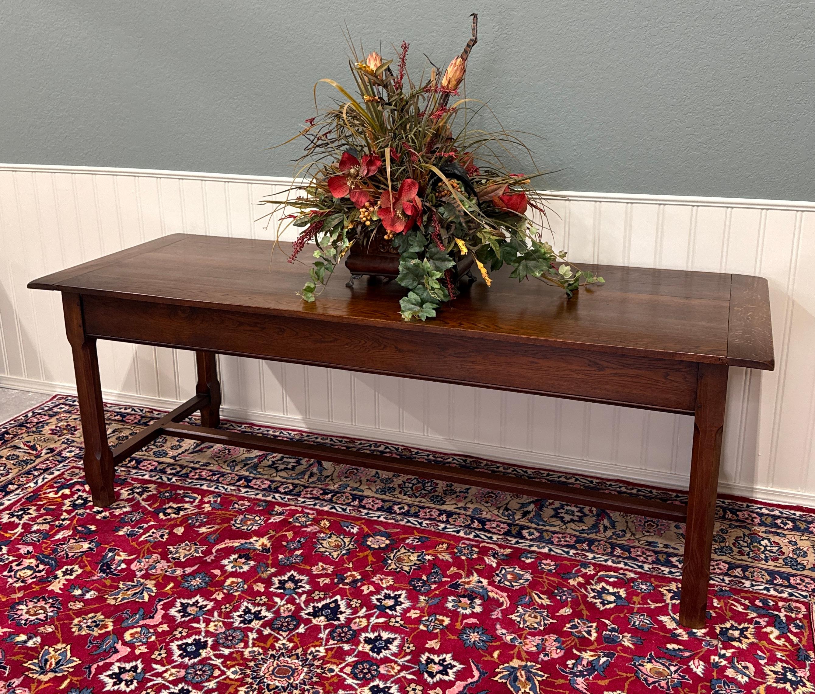 Antique French Country Farm Dining Table Farmhouse Baker's Table Drawer Oak en vente 12