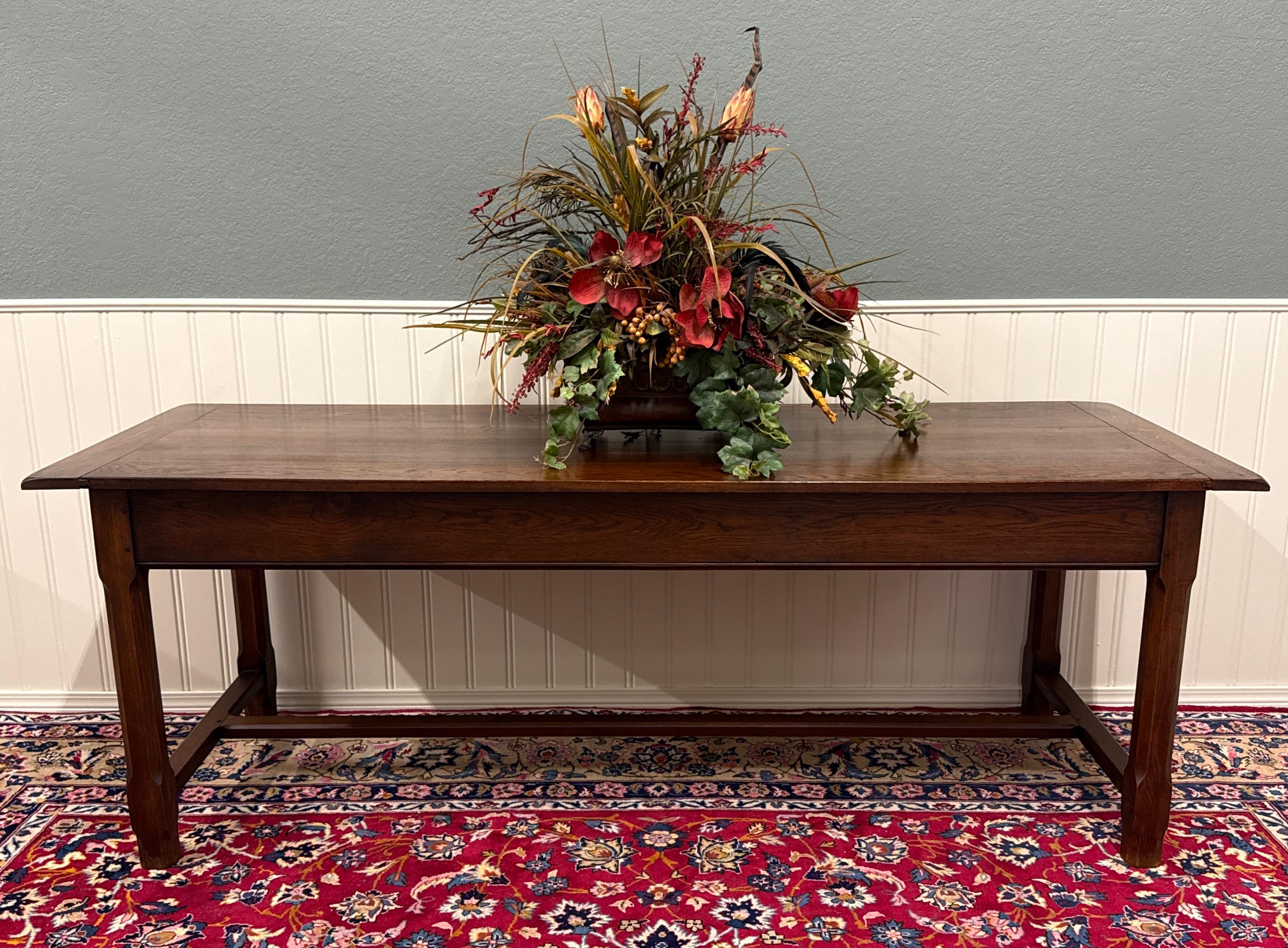 CHARMING Antique French Country Farmhouse Oak Dining Table Baker's Table with Drawer ~~86.5