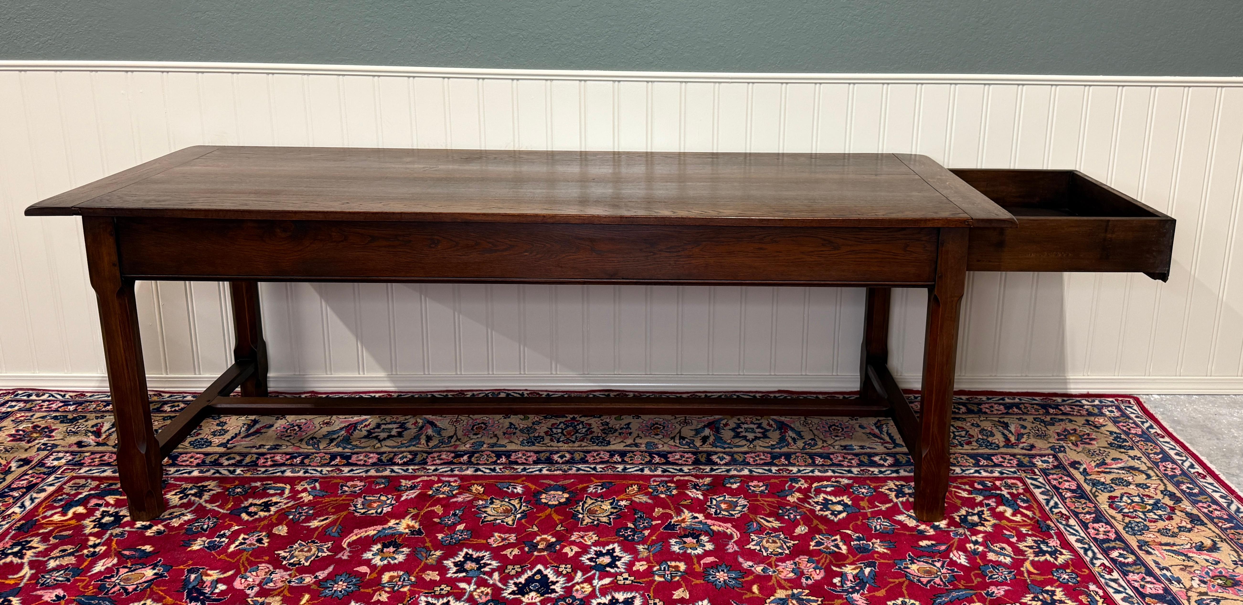 Provincial français Antique French Country Farm Dining Table Farmhouse Baker's Table Drawer Oak en vente