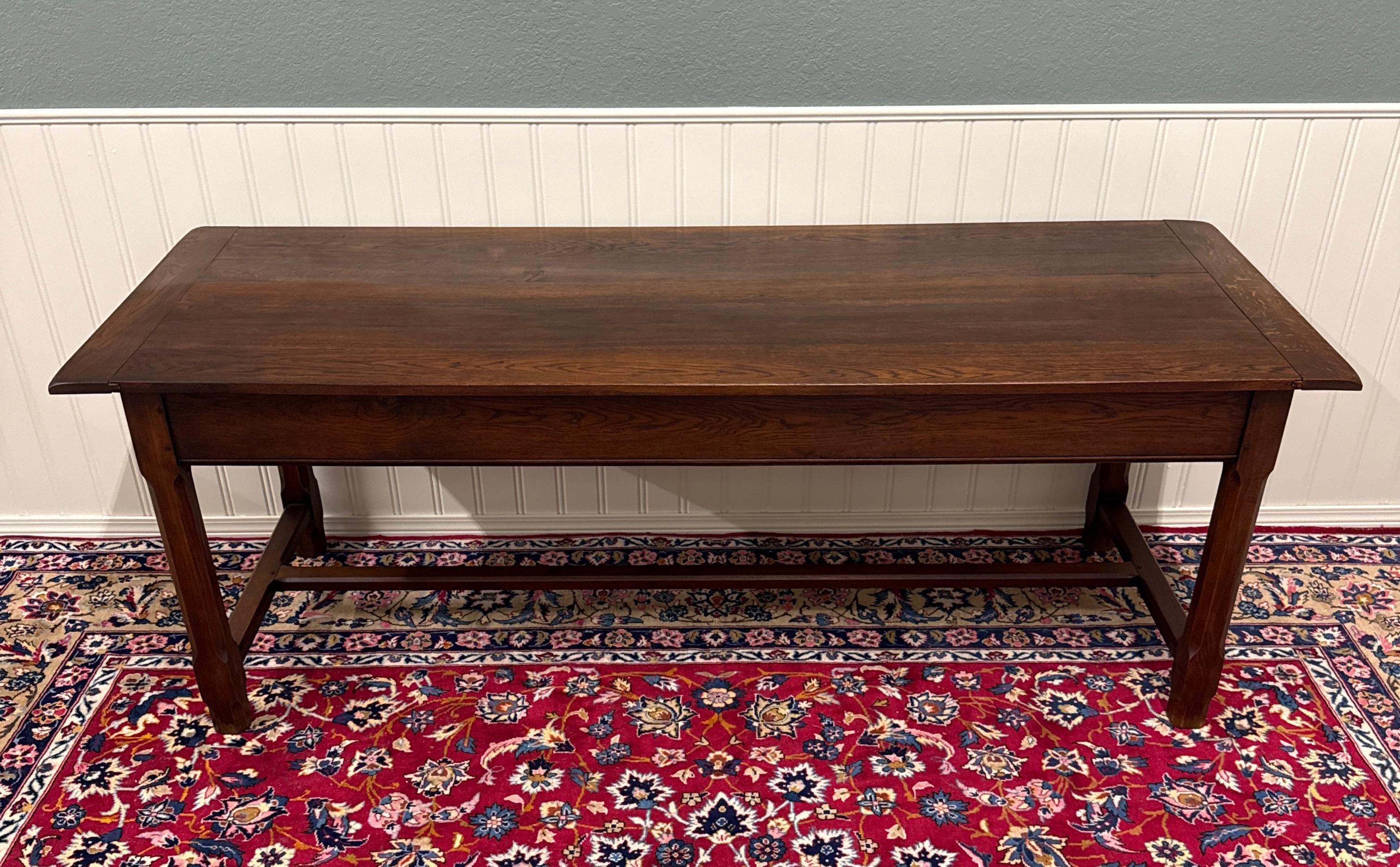 Chêne Antique French Country Farm Dining Table Farmhouse Baker's Table Drawer Oak en vente