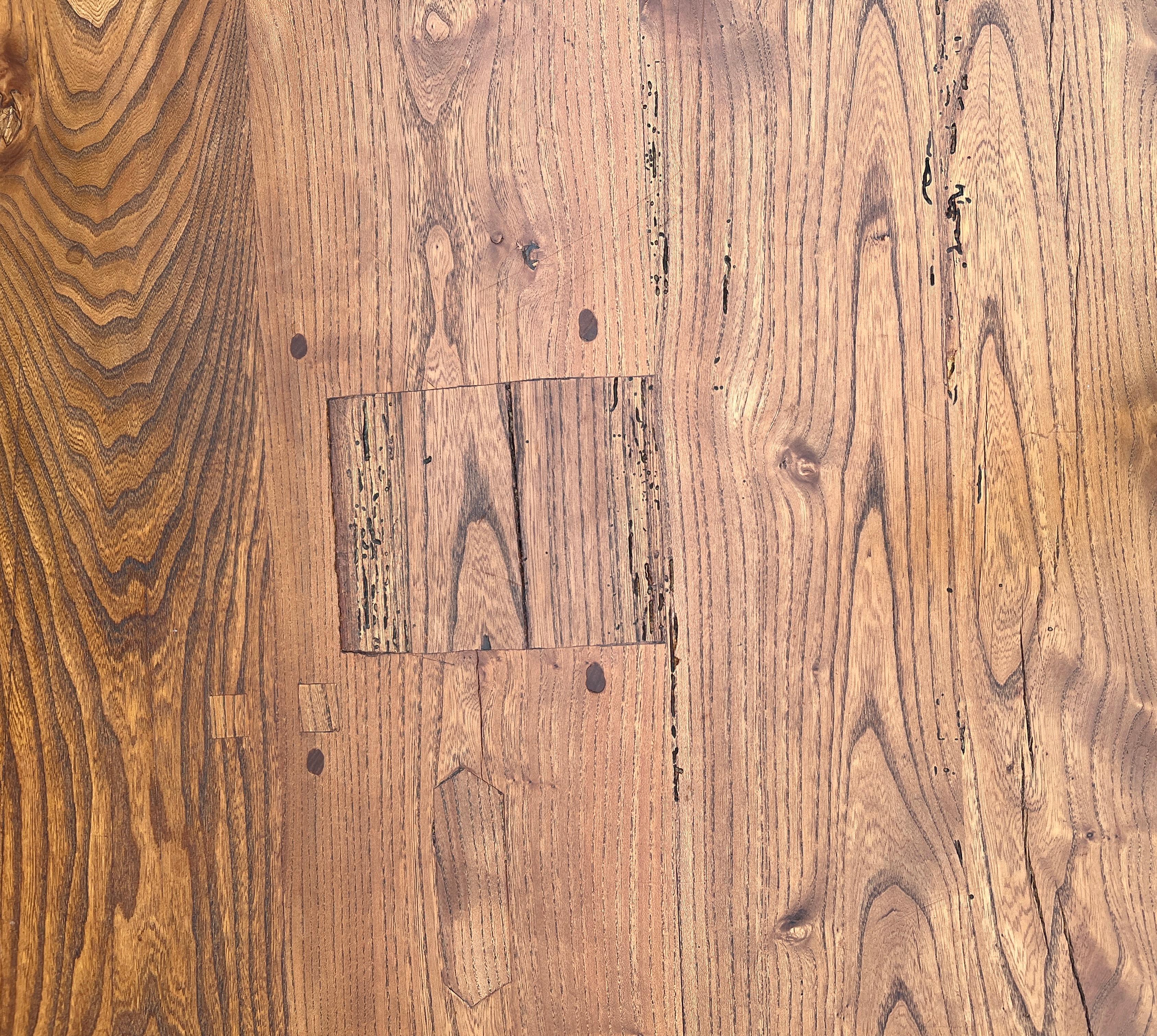 Ancienne table à manger de ferme française en chêne à double balustre, vers 1900-20 en vente 9