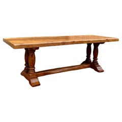 Antique French Country Farm Dining Table Farmhouse Double Baluster Oak C.1900-20