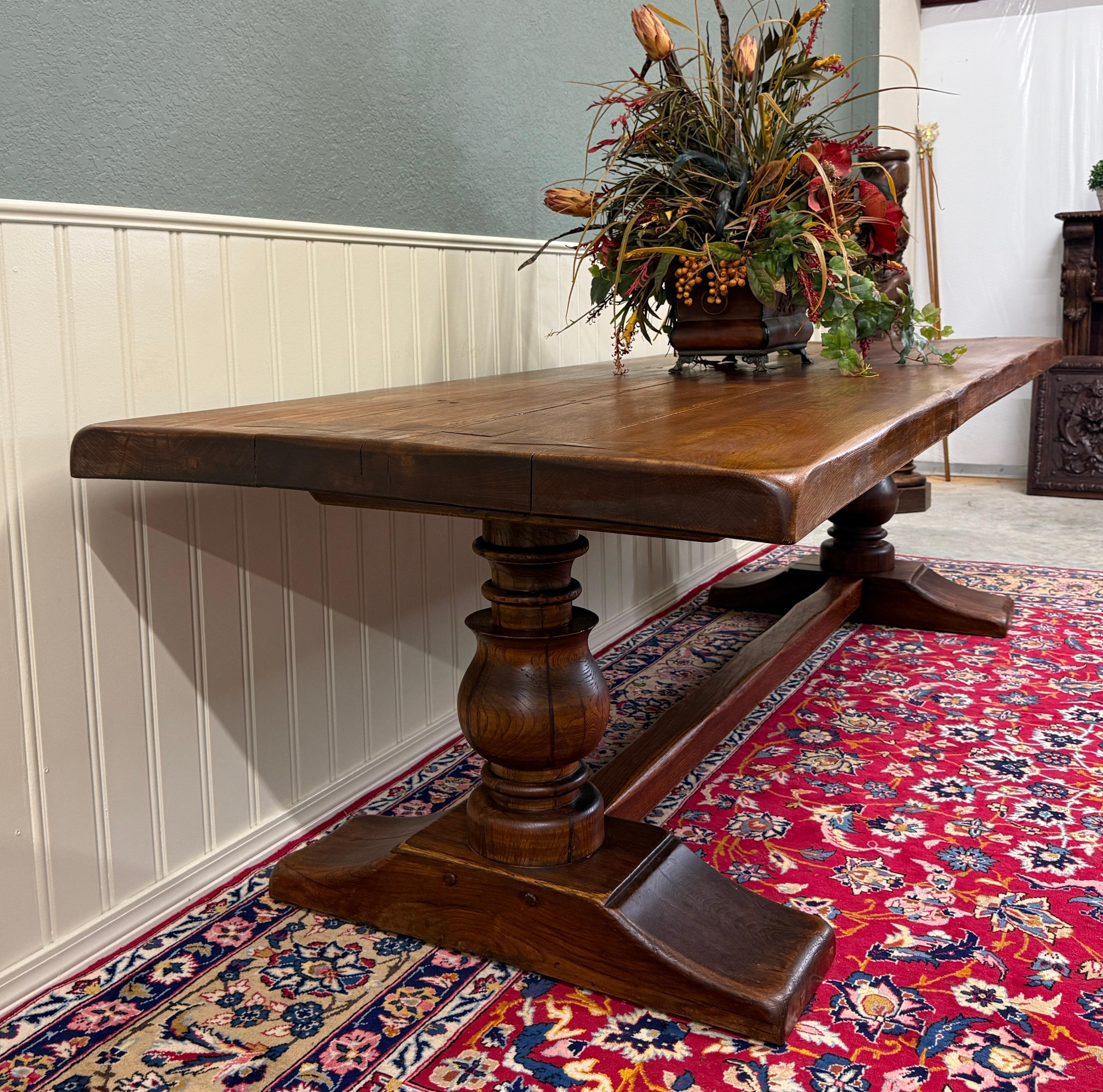 Antique French Country Farm Dining Table Farmhouse LARGE Trestle Base Oak 19th c en vente 4