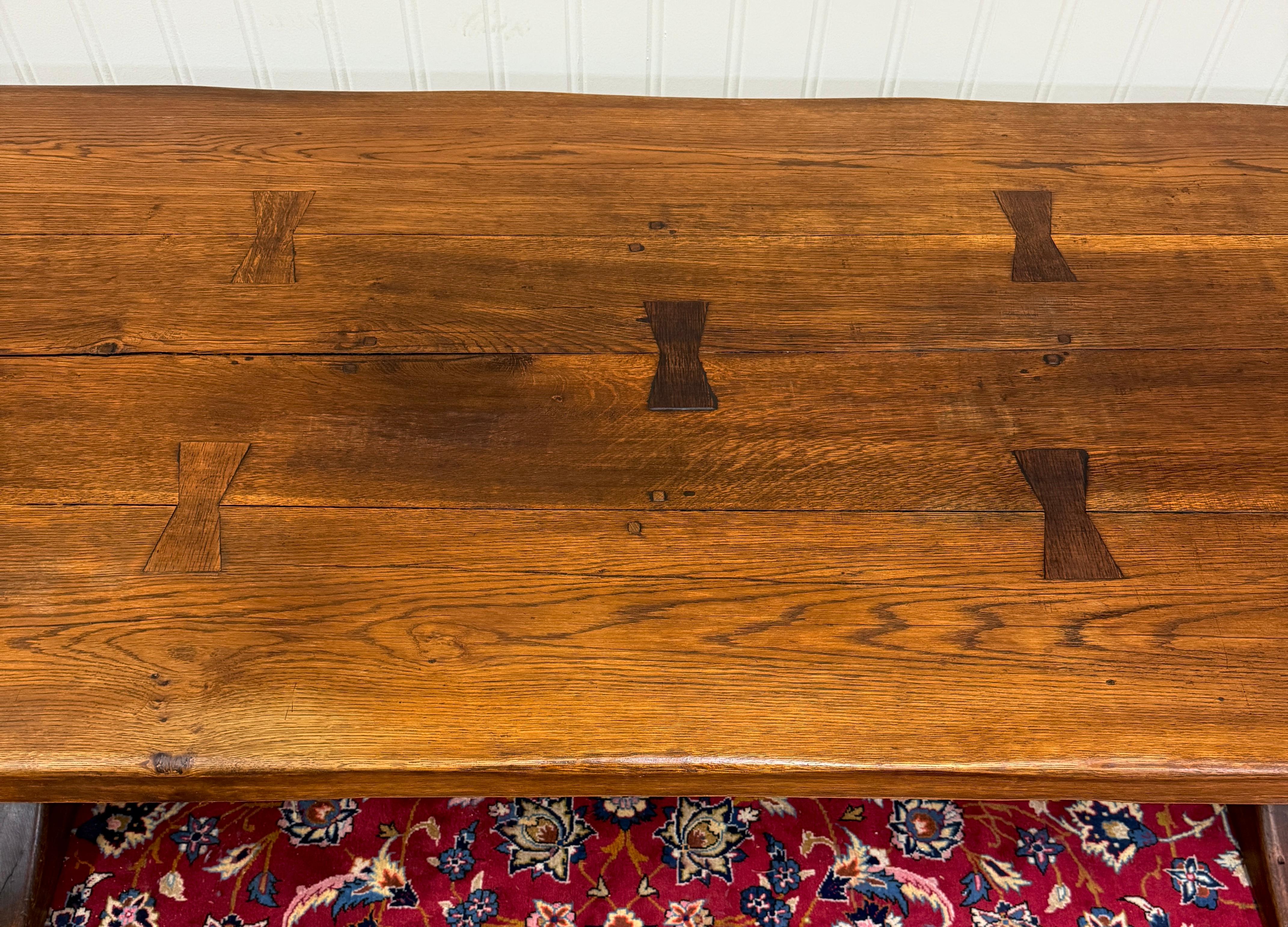 Antique French Country Farm Dining Table Farmhouse LARGE Trestle Base Oak 19th c en vente 7