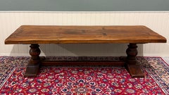 Antique French Country Farm Dining Table Farmhouse LARGE Trestle Base Oak 19th c.