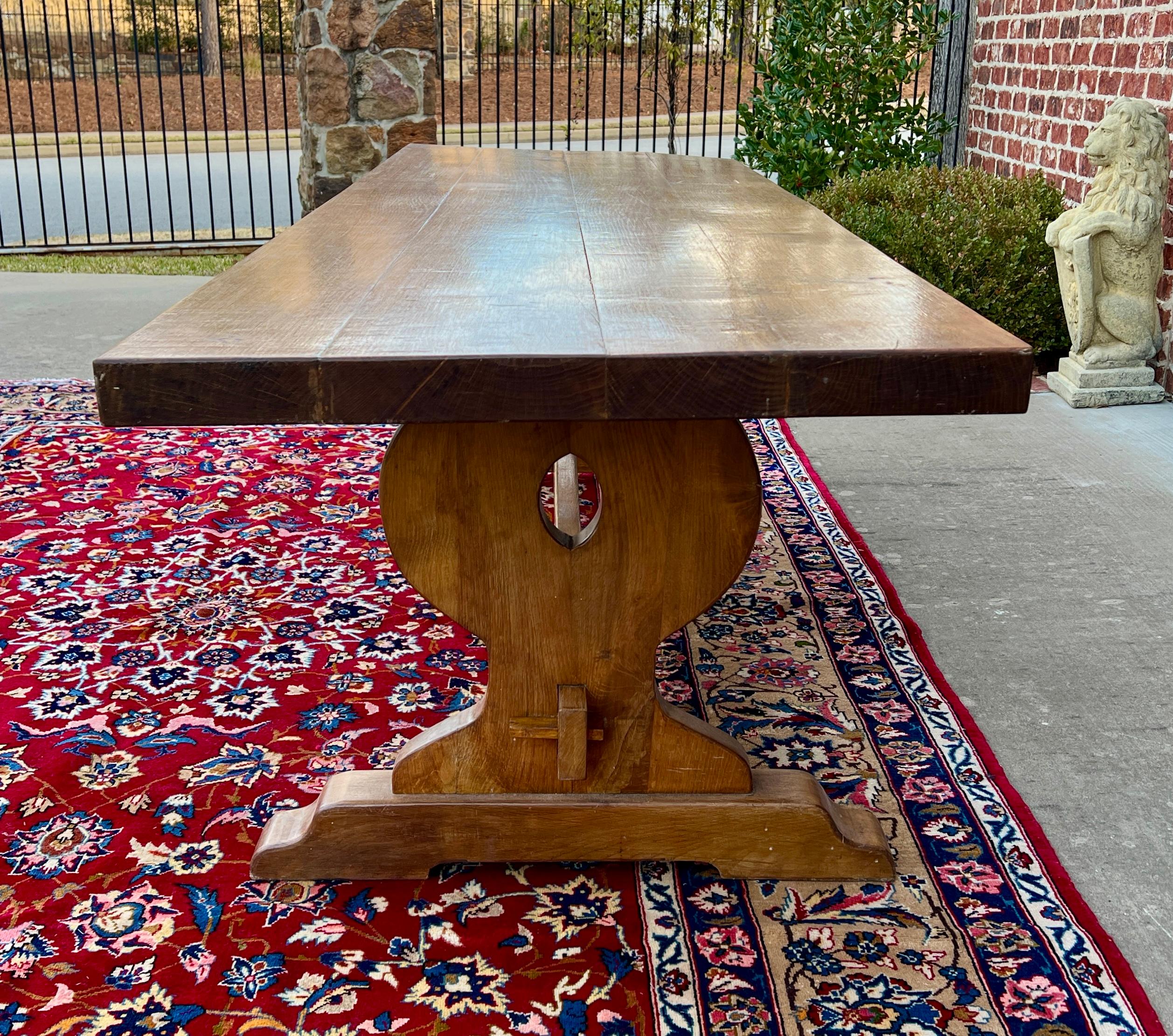 Antique French Country Farm Dining Table Farmhouse Trestle Base Honey Oak c.1920 in vendita 12