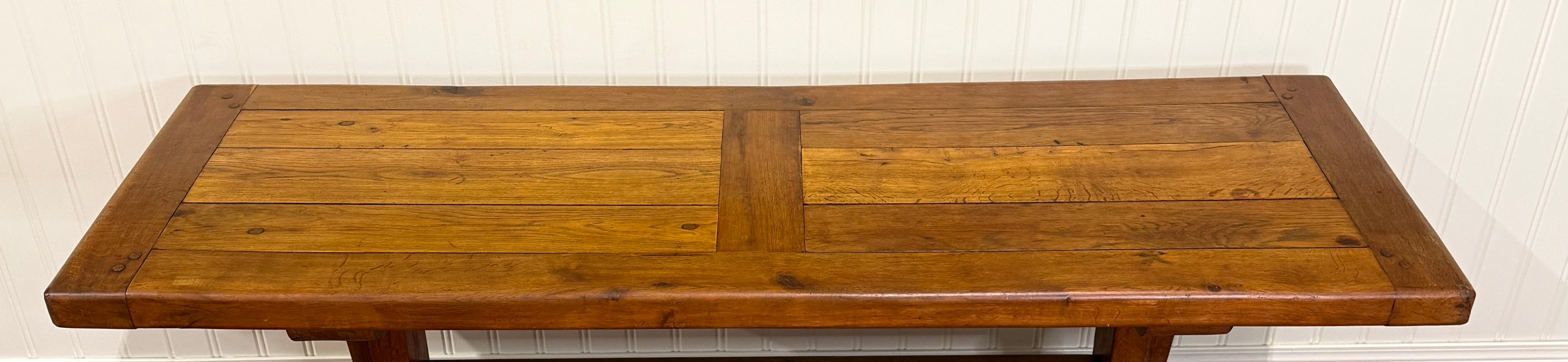 Antique French Country Farm Dining Table Farmhouse Trestle Base Oak c.1900 For Sale 9