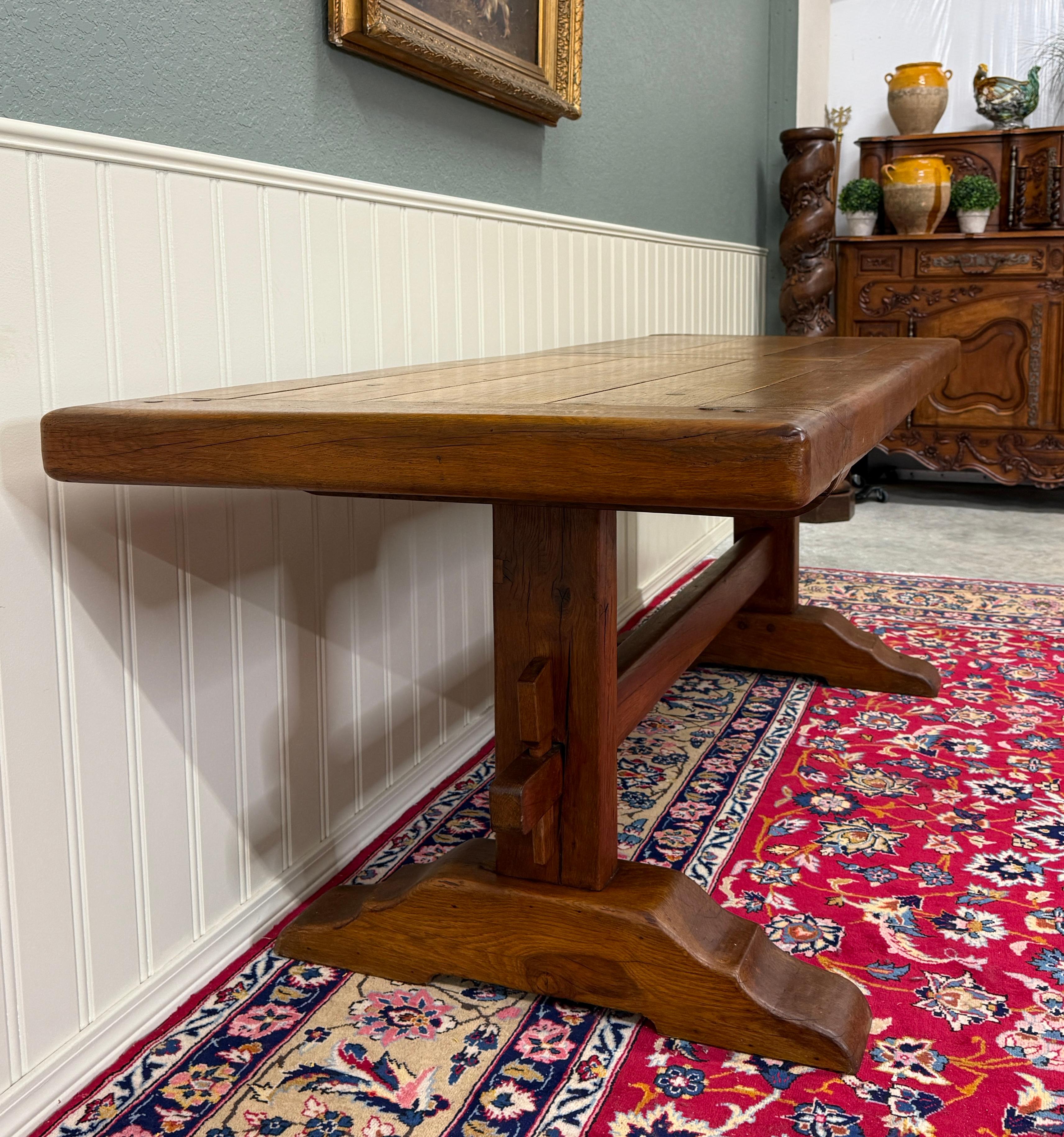 Antique French Country Farm Dining Table Farmhouse Trestle Base Oak c.1900 For Sale 11