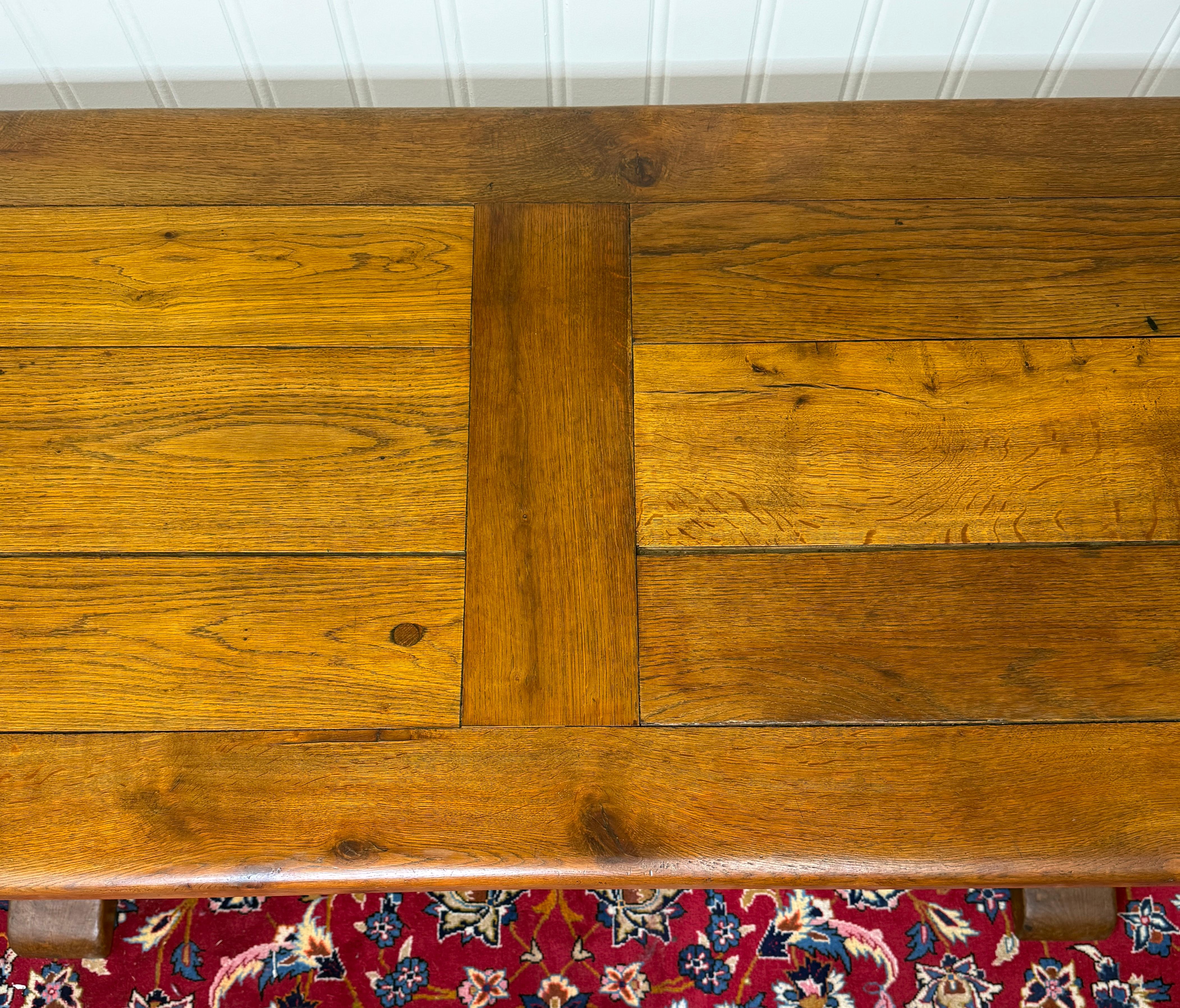 Antique French Country Farm Dining Table Farmhouse Trestle Base Oak c.1900 For Sale 13