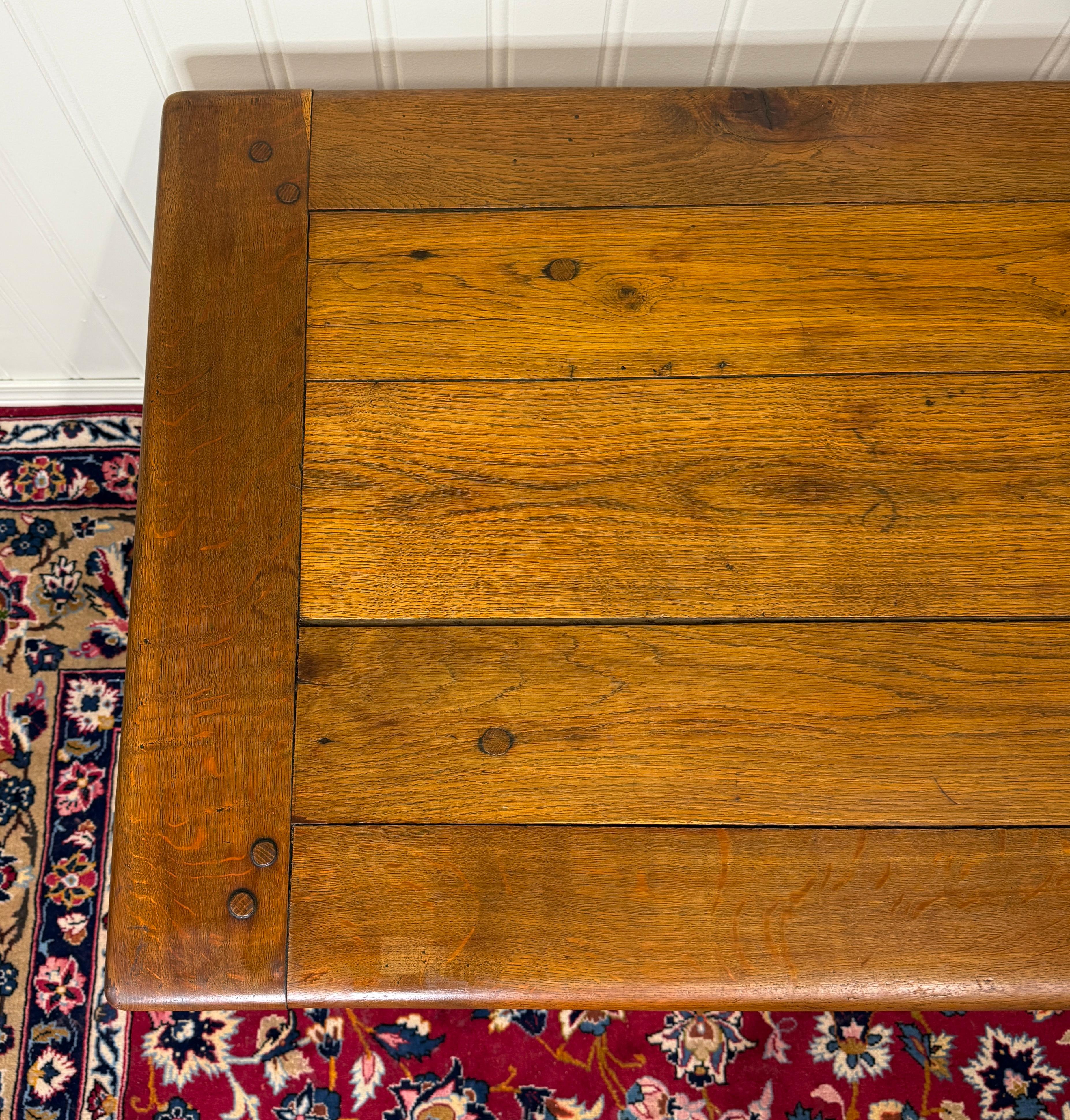 Antique French Country Farm Dining Table Farmhouse Trestle Base Oak c.1900 For Sale 14