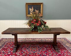Antique French Country Farm Dining Table Farmhouse Trestle Base Oak early 19th c