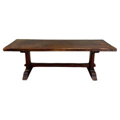 Antique French Country Farm Dining Table Farmhouse Trestle Base Oak early 19th c