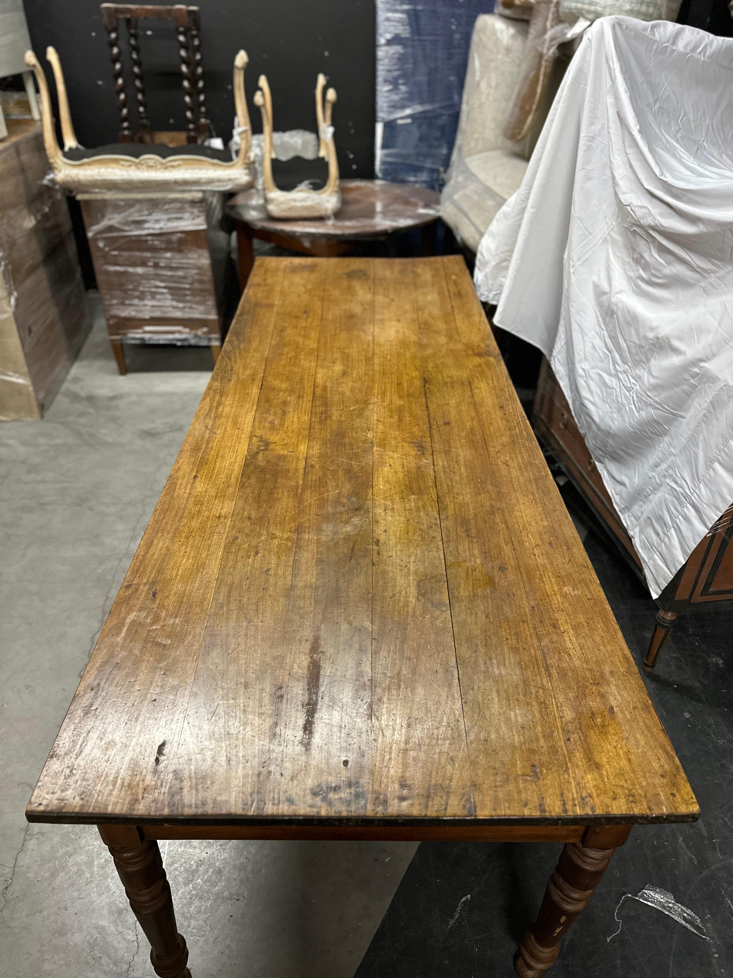 20th Century Antique French Country Farm Dining Table For Sale