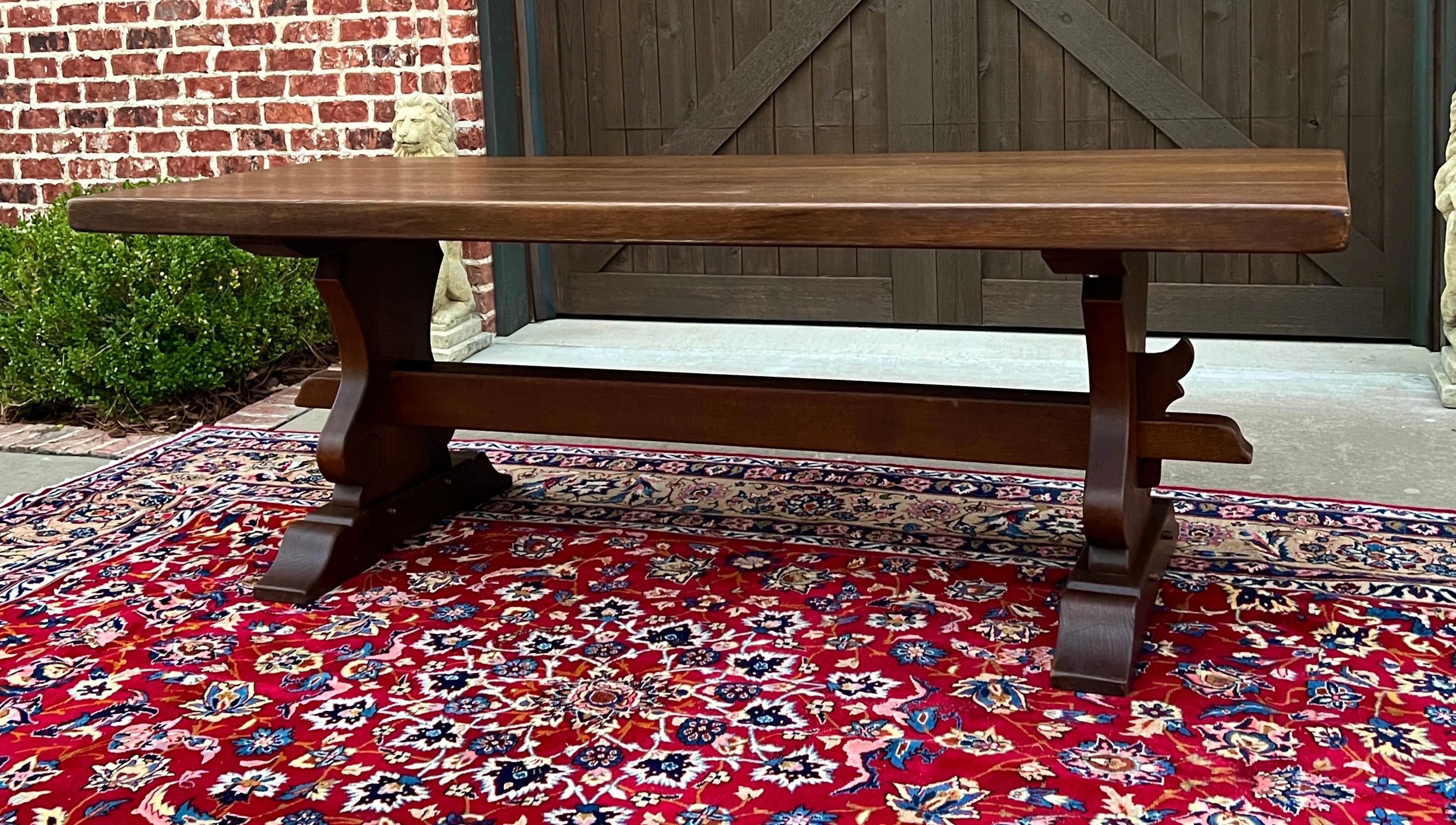 Antique French Country Farm Table Dining Table Farmhouse Trestle Base Oak C.1920 4