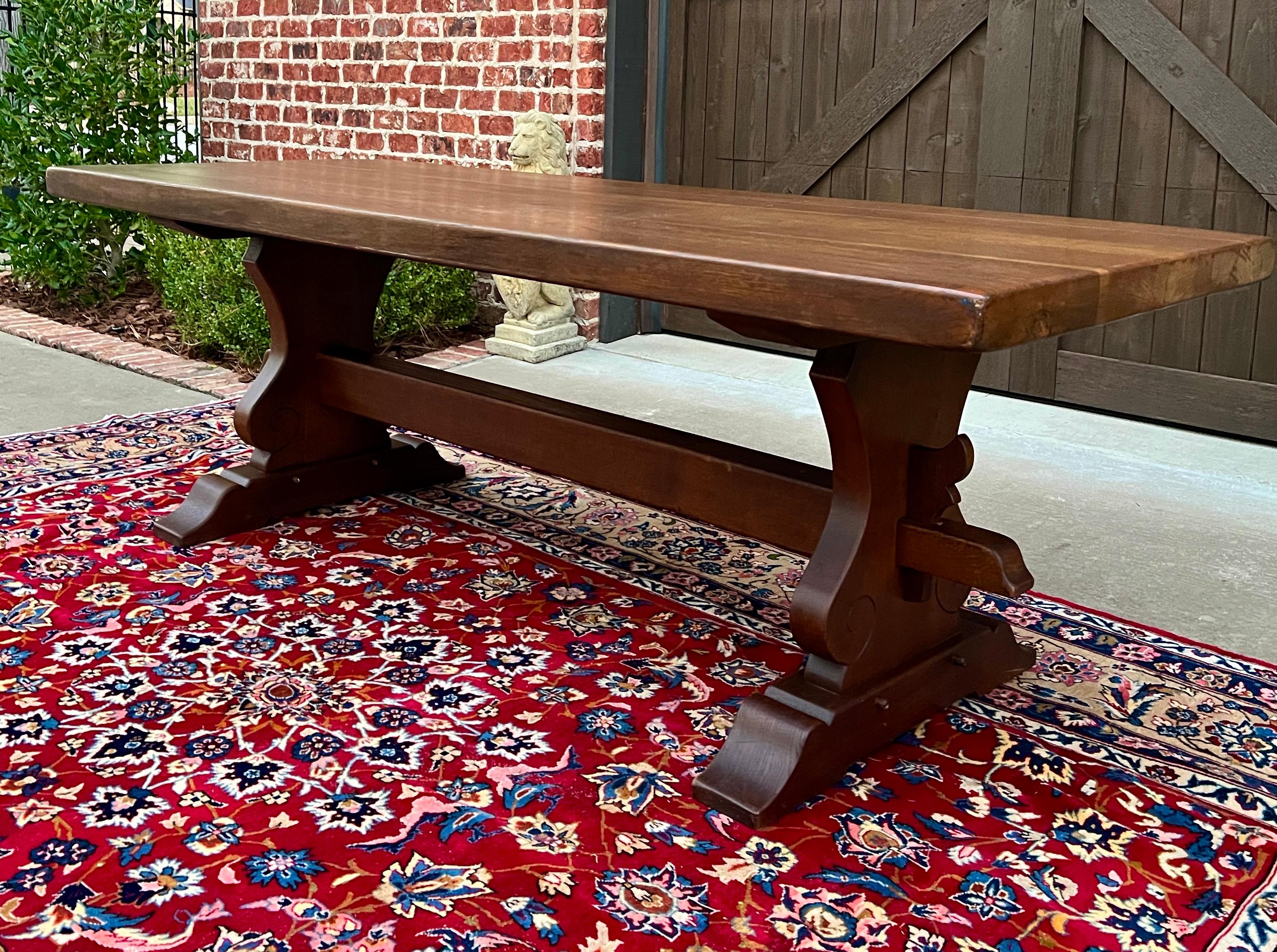 Antique French Country Farm Table Dining Table Farmhouse Trestle Base Oak C.1920 8