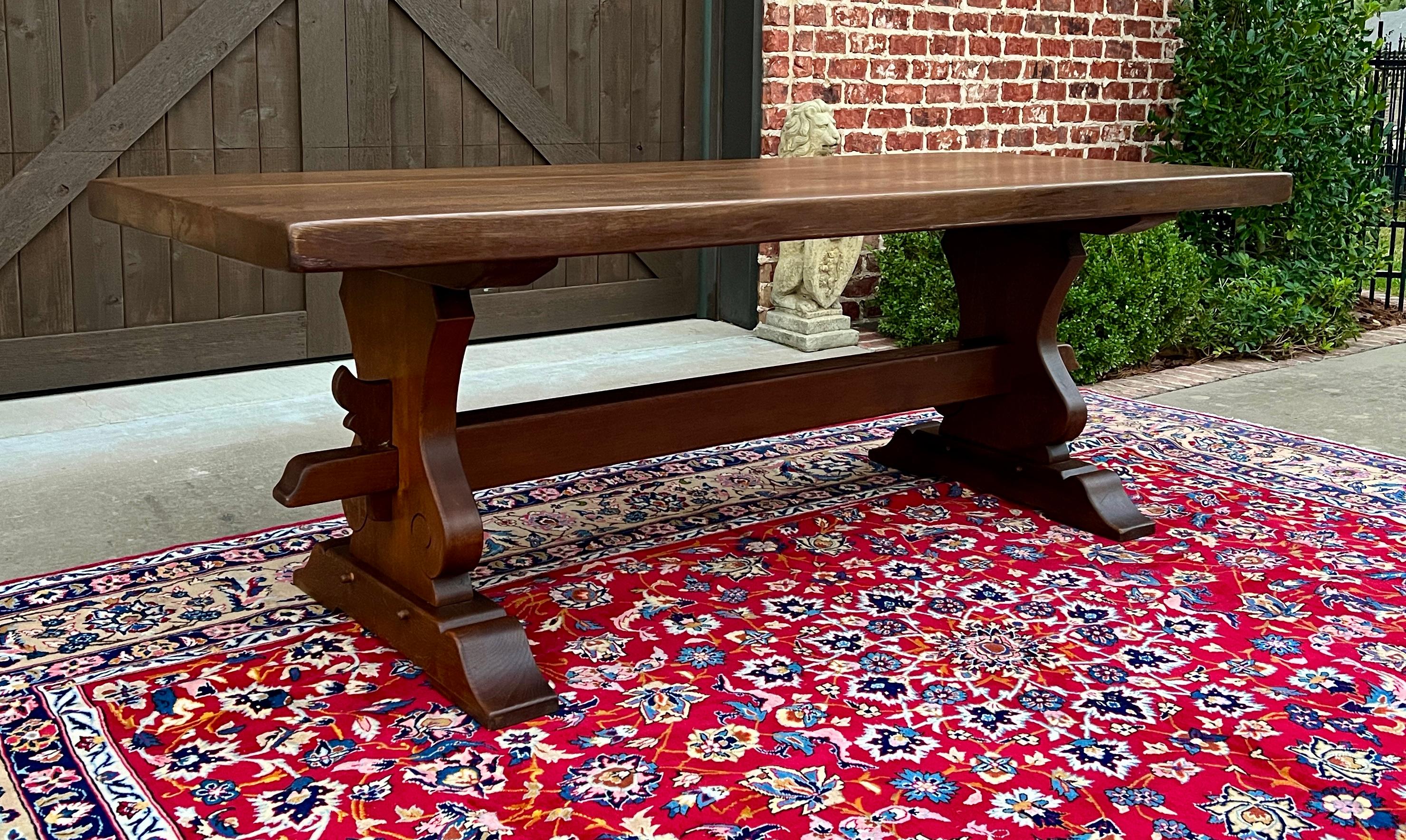 Antique French Country Farm Table Dining Table Farmhouse Trestle Base Oak C.1920 10