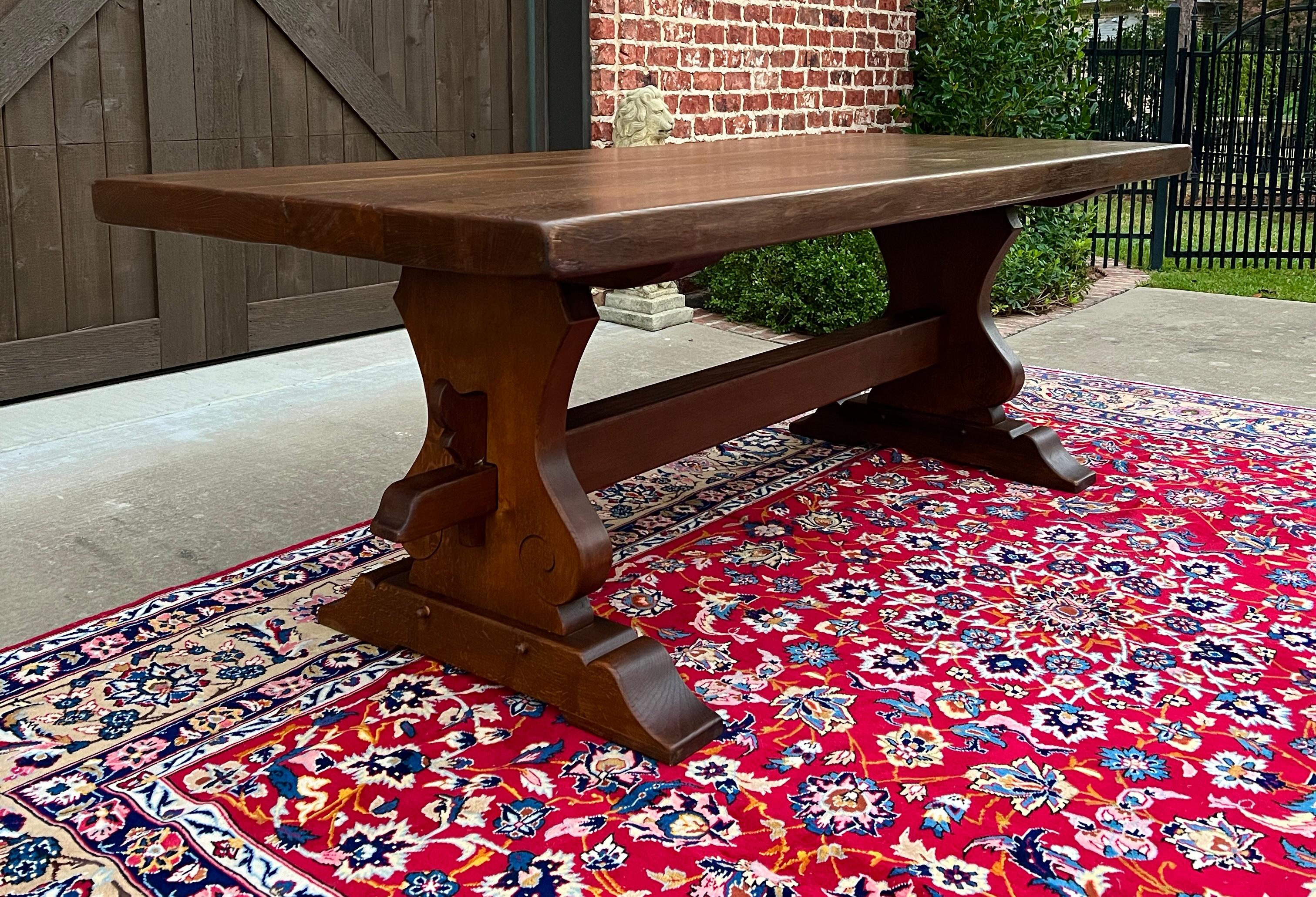 Antique French Country Farm Table Dining Table Farmhouse Trestle Base Oak C.1920 11