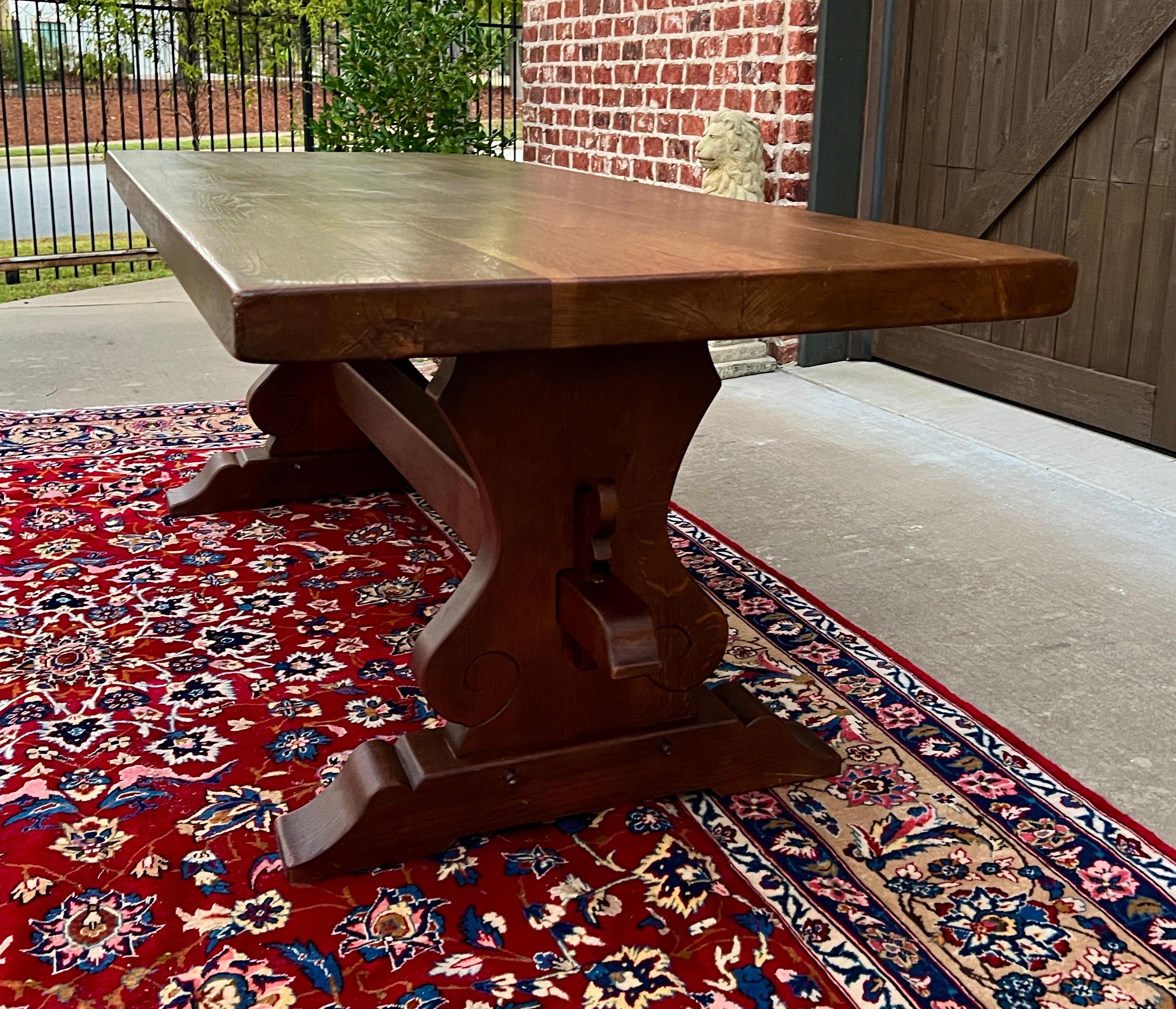Antique French Country Farm Table Dining Table Farmhouse Trestle Base Oak C.1920 1