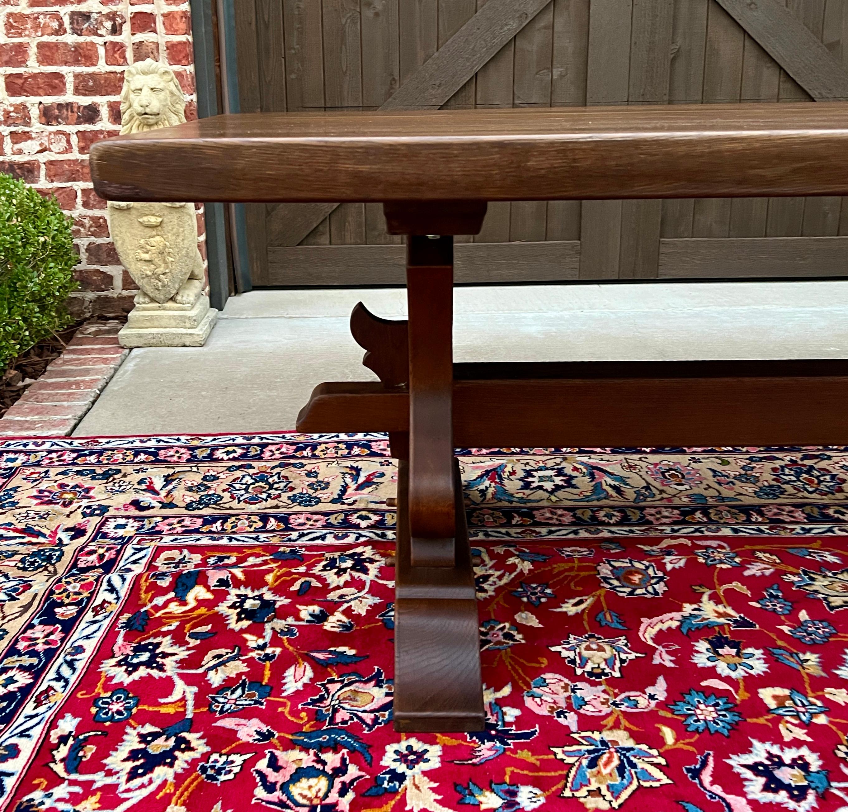 Antique French Country Farm Table Dining Table Farmhouse Trestle Base Oak C.1920 2