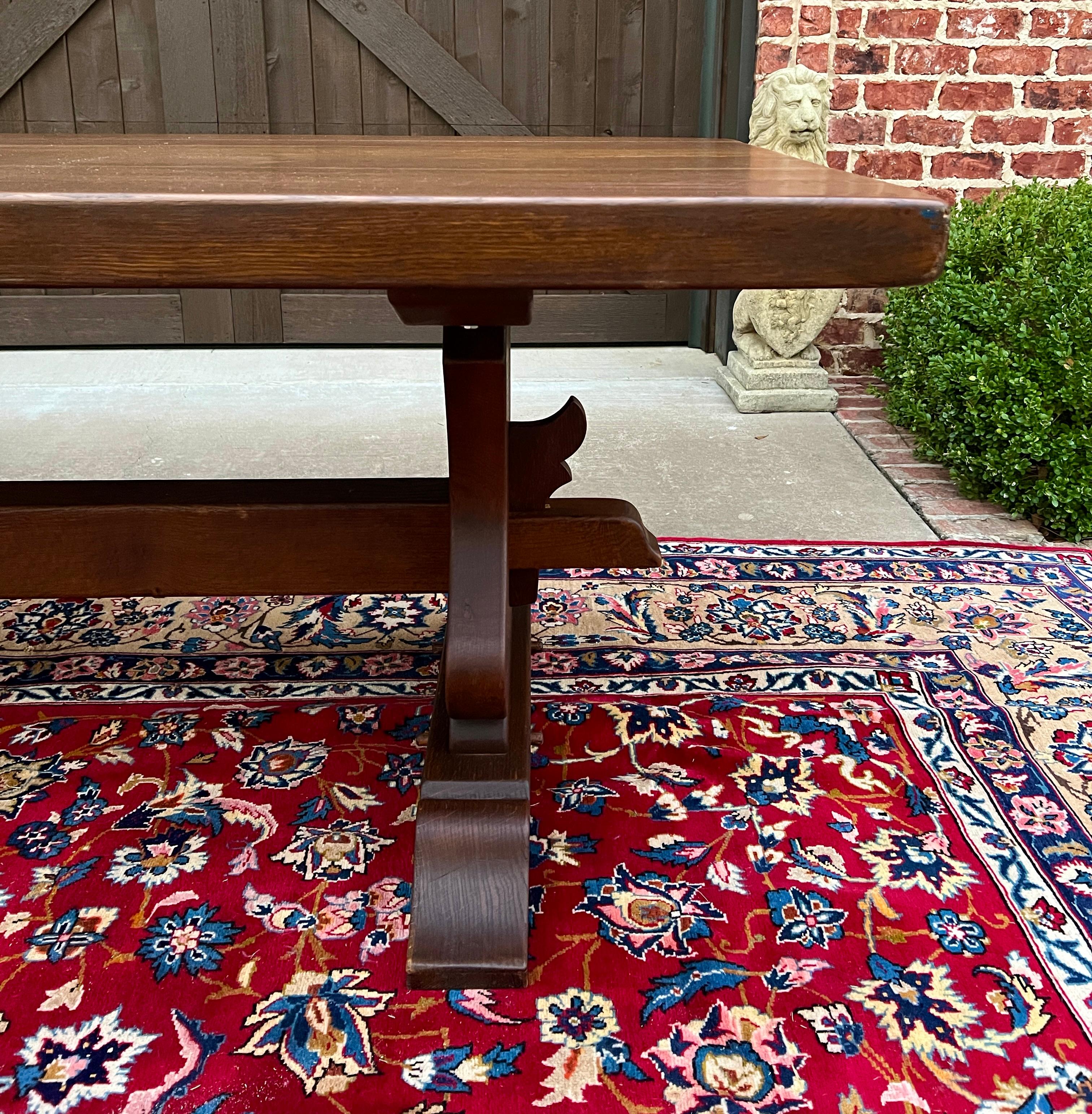 Antique French Country Farm Table Dining Table Farmhouse Trestle Base Oak C.1920 3