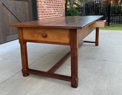 Antique French Country Farmhouse Baker's Table Dining Kitchen Island Drawers