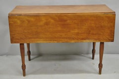 Antique French Country Farmhouse Cherry Wood Drop Leaf Extension Dining Table