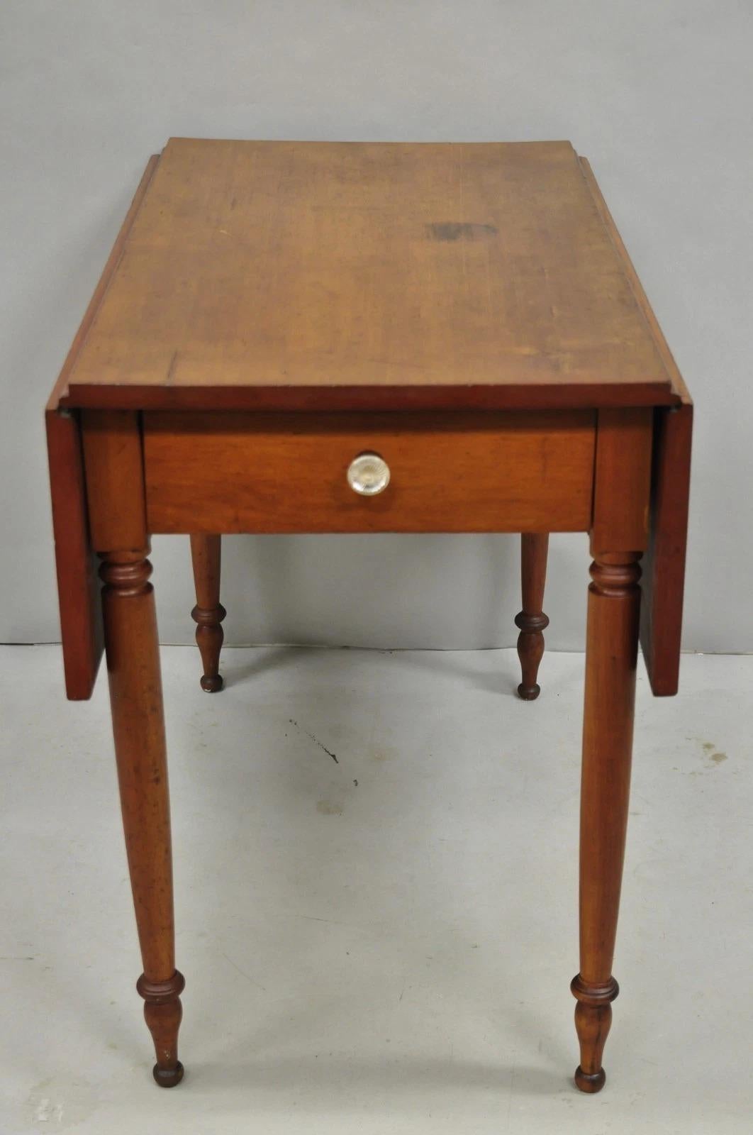Altro Antique French Country Farmhouse Cherry Wood Drop Leaf Pembroke Dining Table in vendita