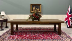 Antique French Country Farmhouse Dining Table LARGE 118" Oak Drawers c.1900