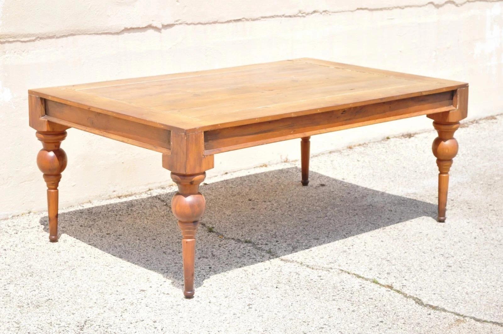 Inconnu Antique French Country Farmhouse Extension Pine Wood Large Banquet Dining Table en vente