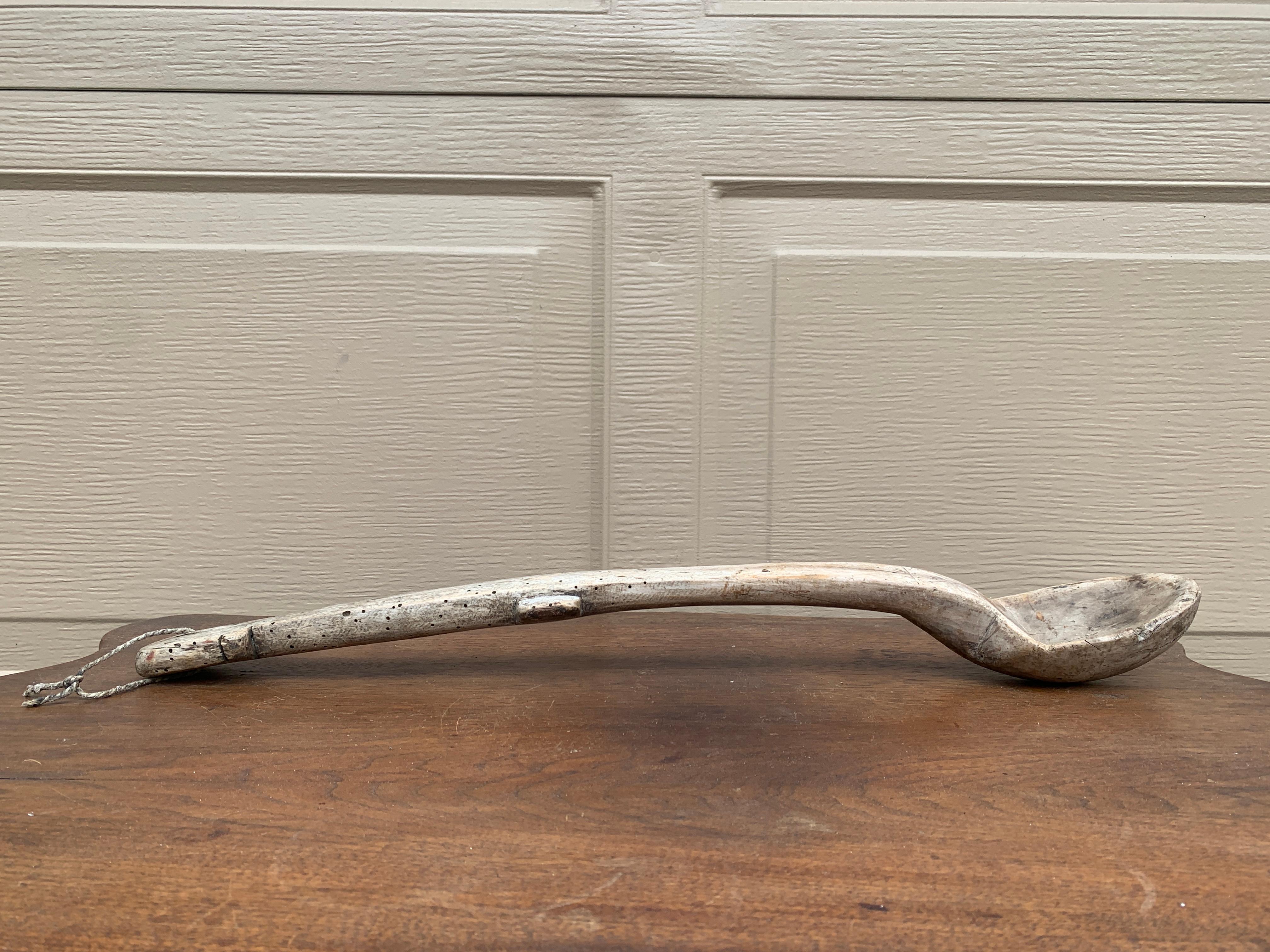 Antique French Country Large Hand-Carved Wooden Spoon, 19th Century For Sale 3