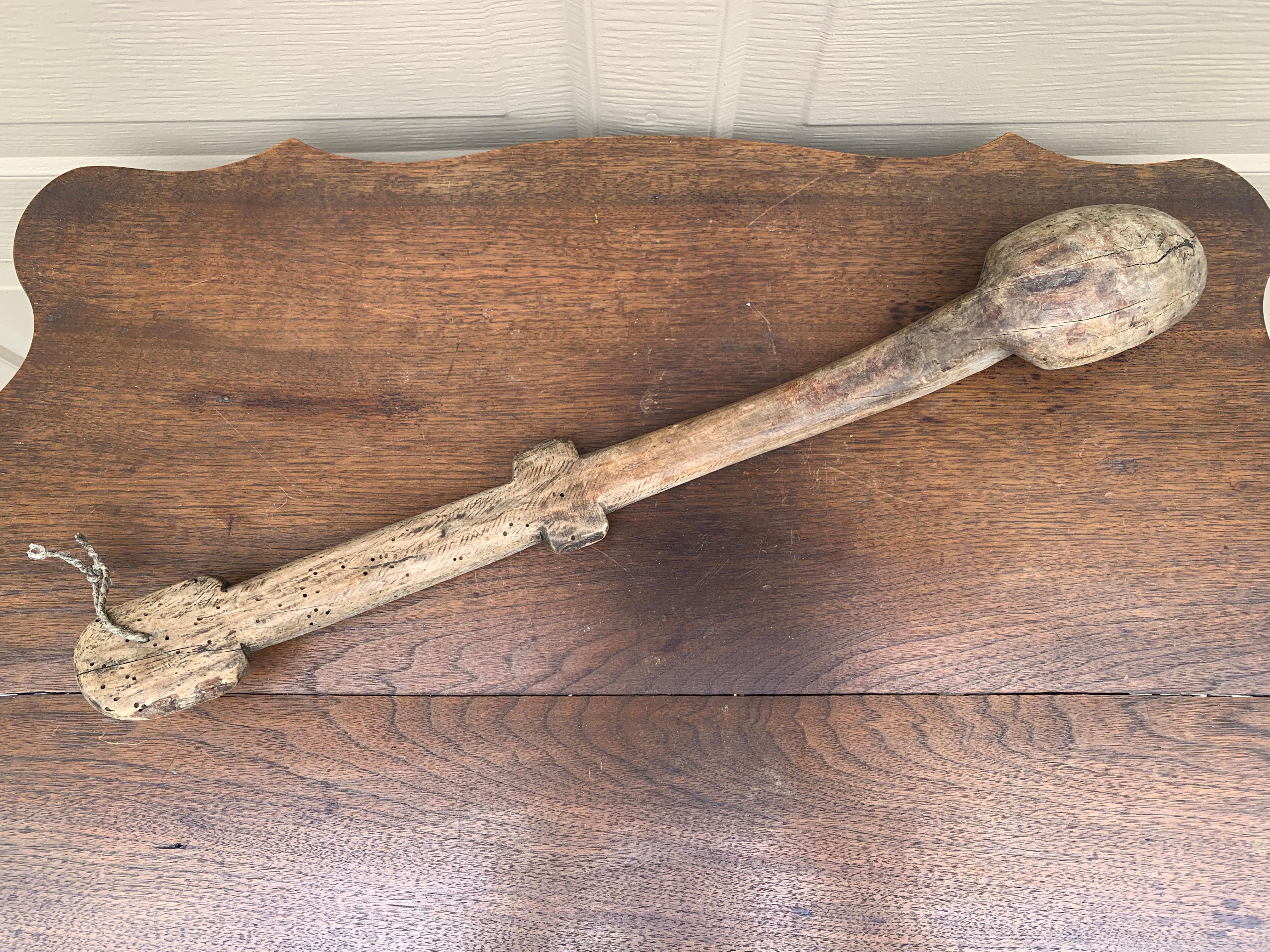 Antique French Country Large Hand-Carved Wooden Spoon, 19th Century For Sale 4