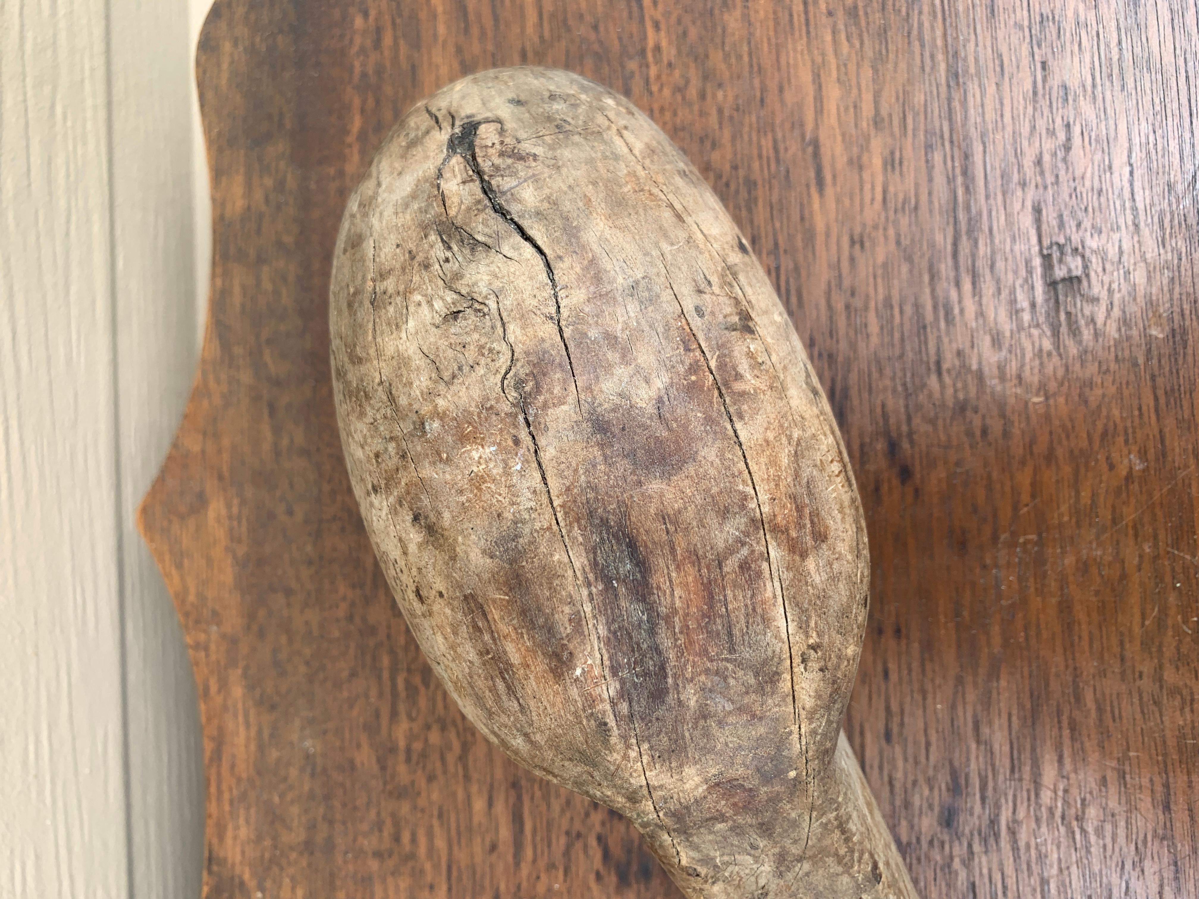 Antique French Country Large Hand-Carved Wooden Spoon, 19th Century For Sale 5