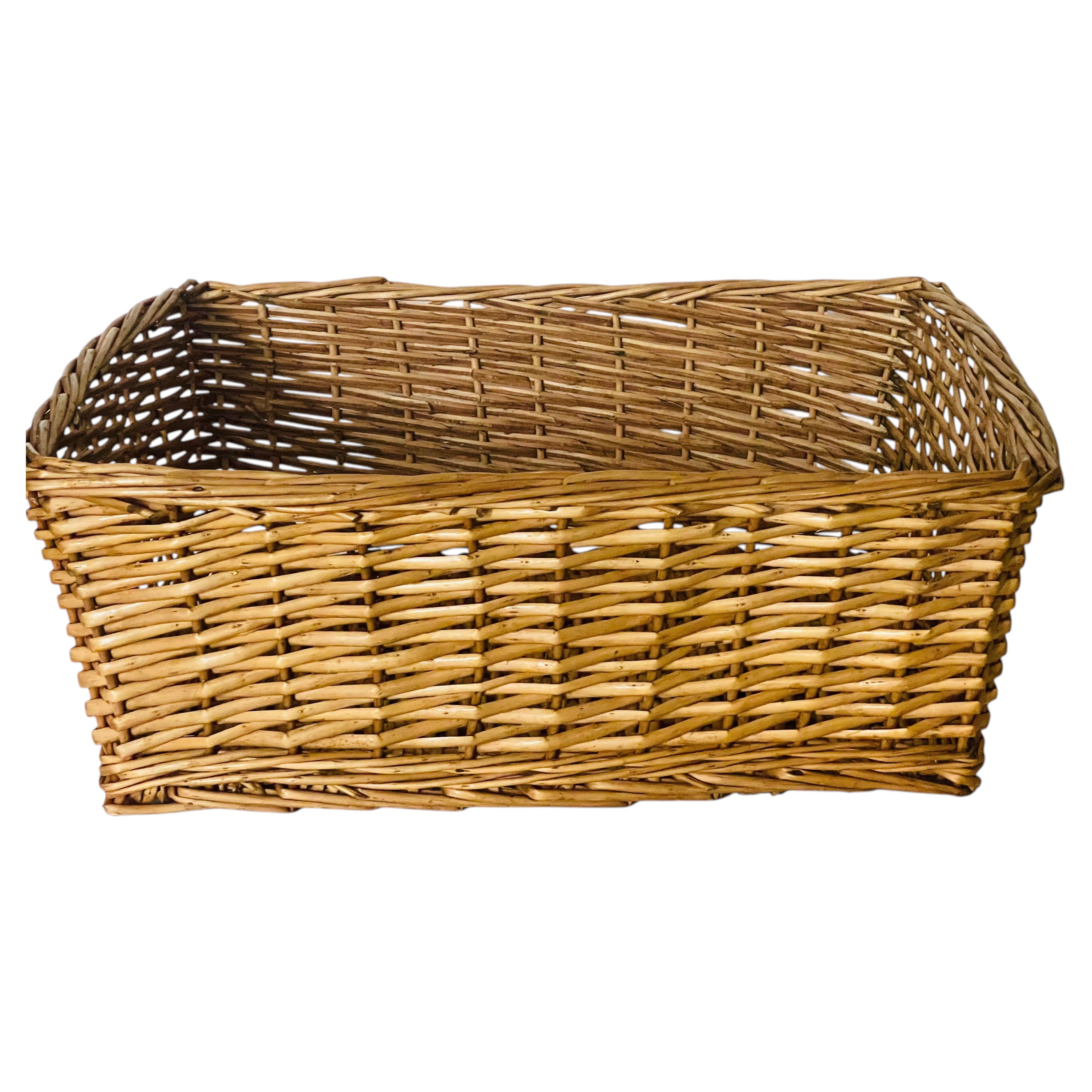 Antique French Country Large Wicker Basket