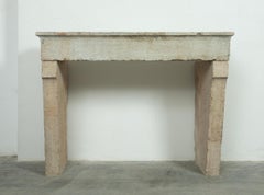 Antique French Country Limestone Campagnard Style Fireplace Mantel