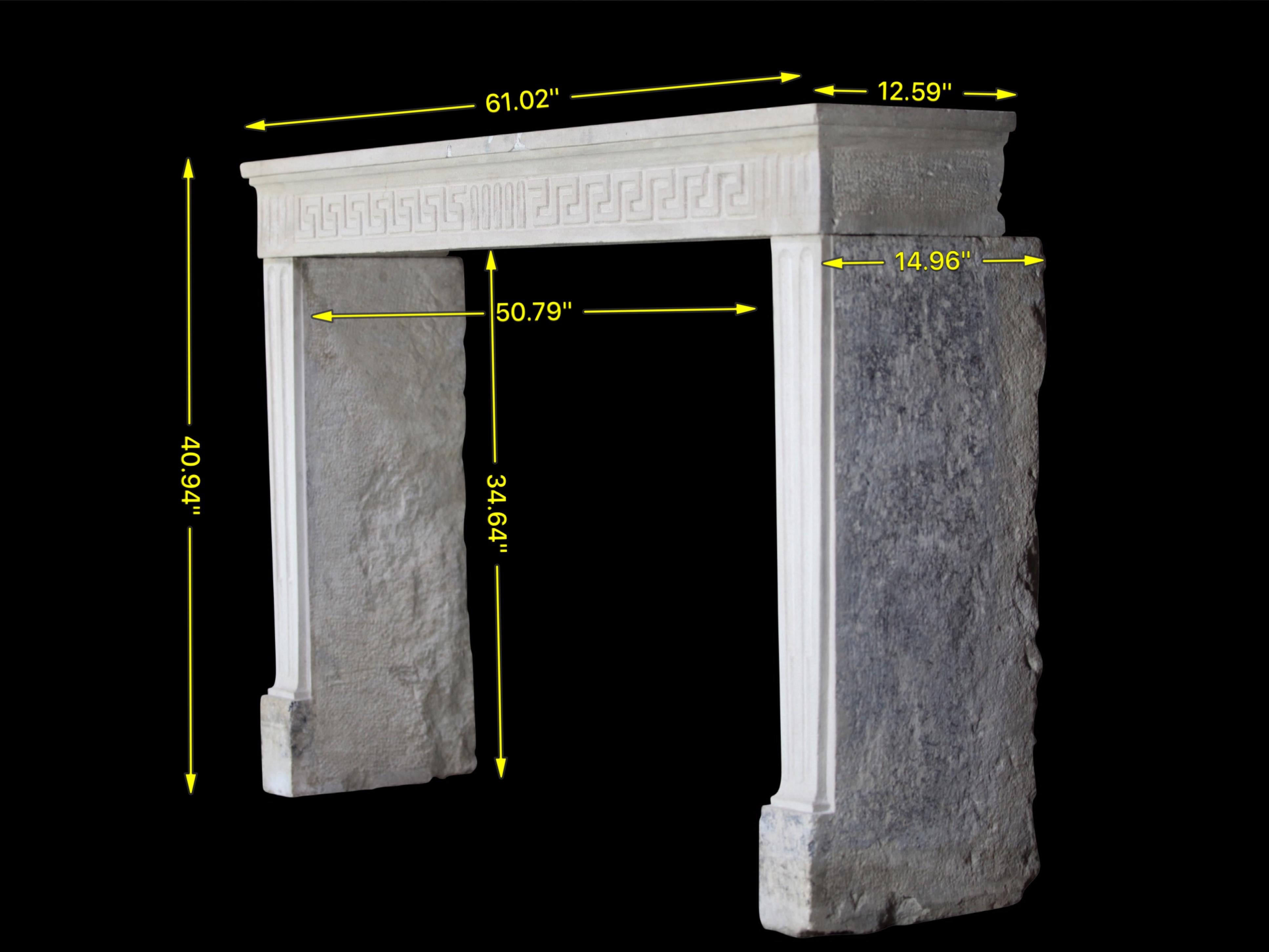 Antique French Country Limestone Fireplace Surround For Sale 6