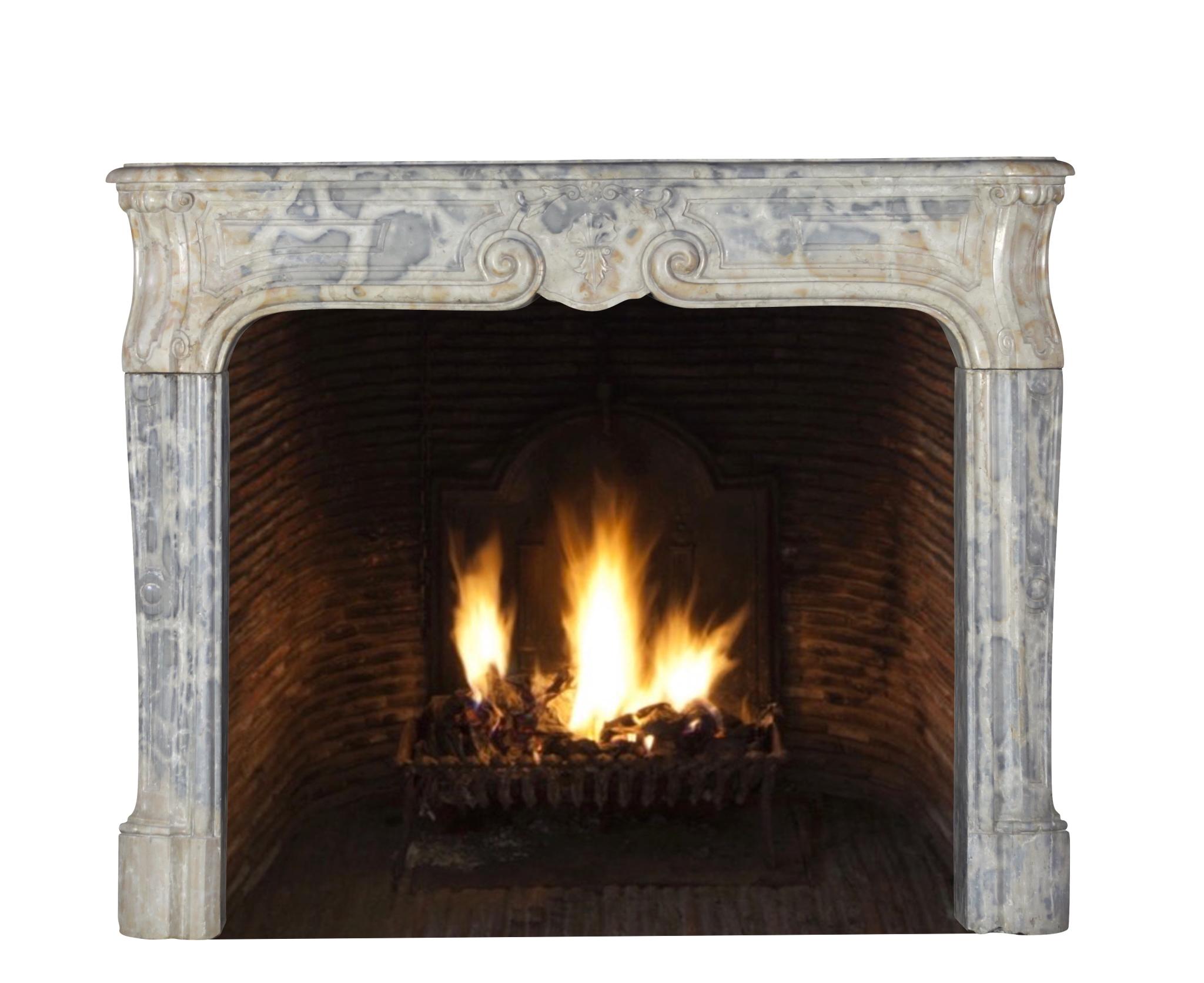 Timeless French Rustic Classic Limestone Fireplace Surround Greek Key For Sale 9
