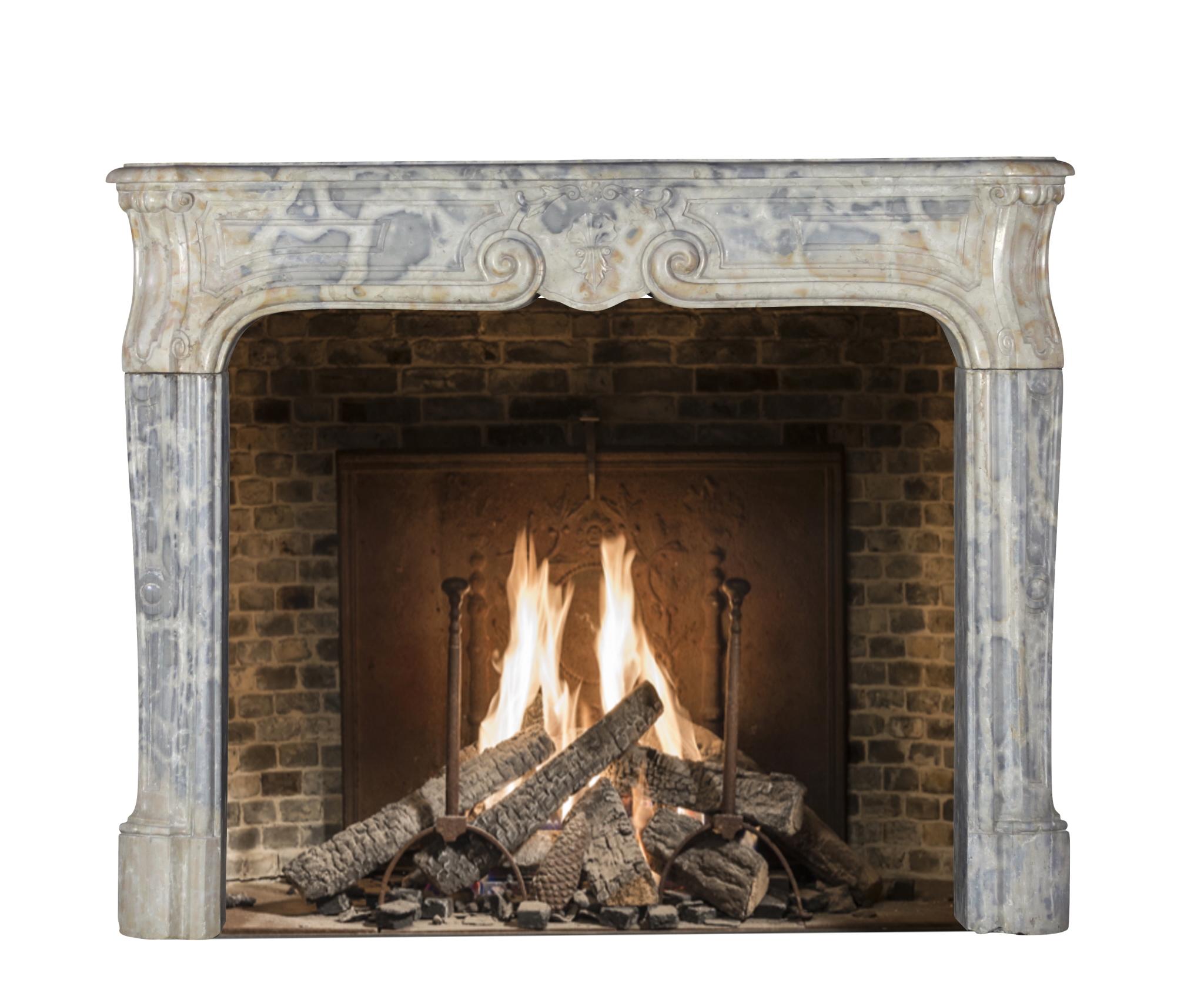 Timeless French Rustic Classic Limestone Fireplace Surround Greek Key For Sale 10