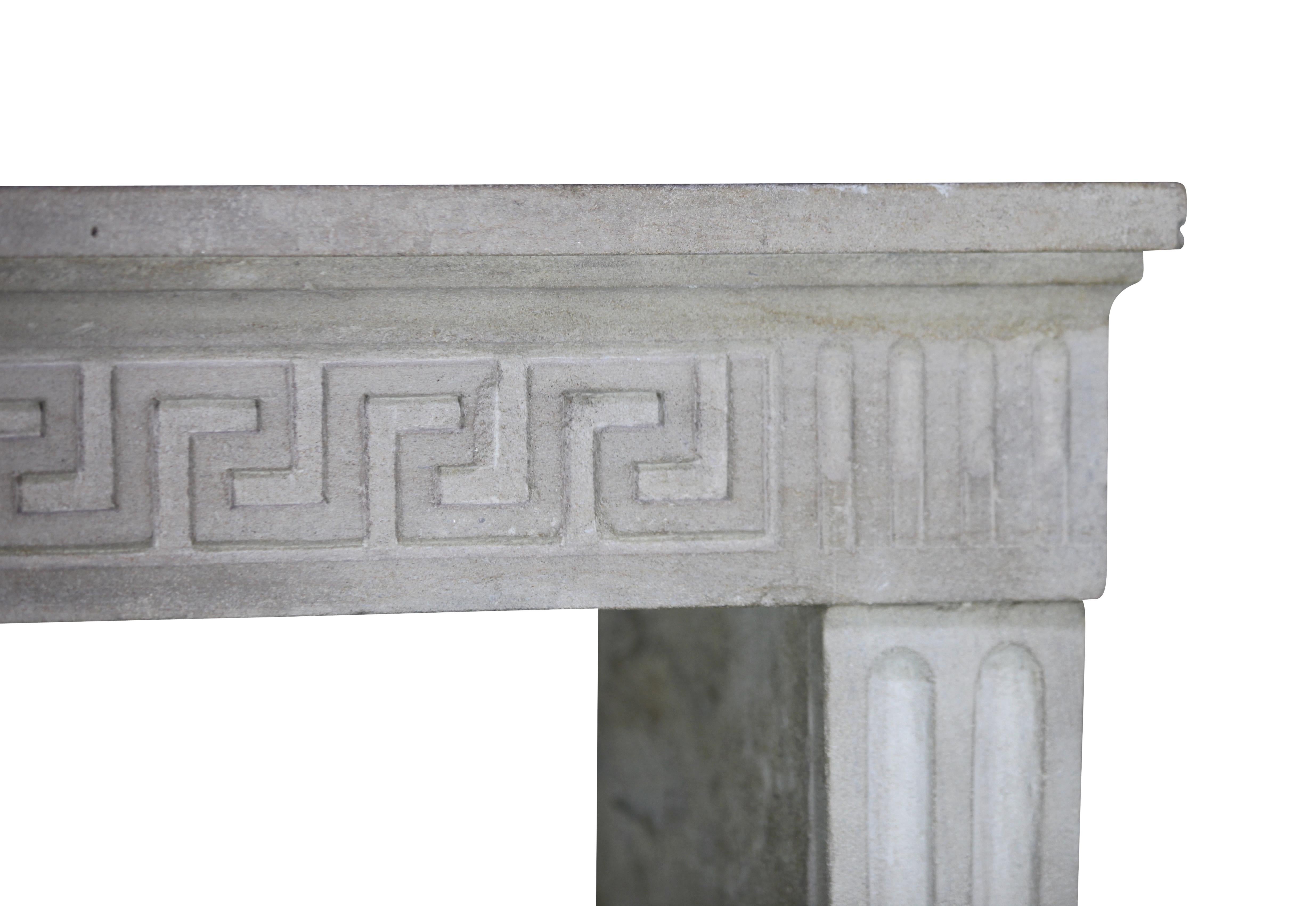 18th Century and Earlier Antique French Country Limestone Fireplace Surround For Sale