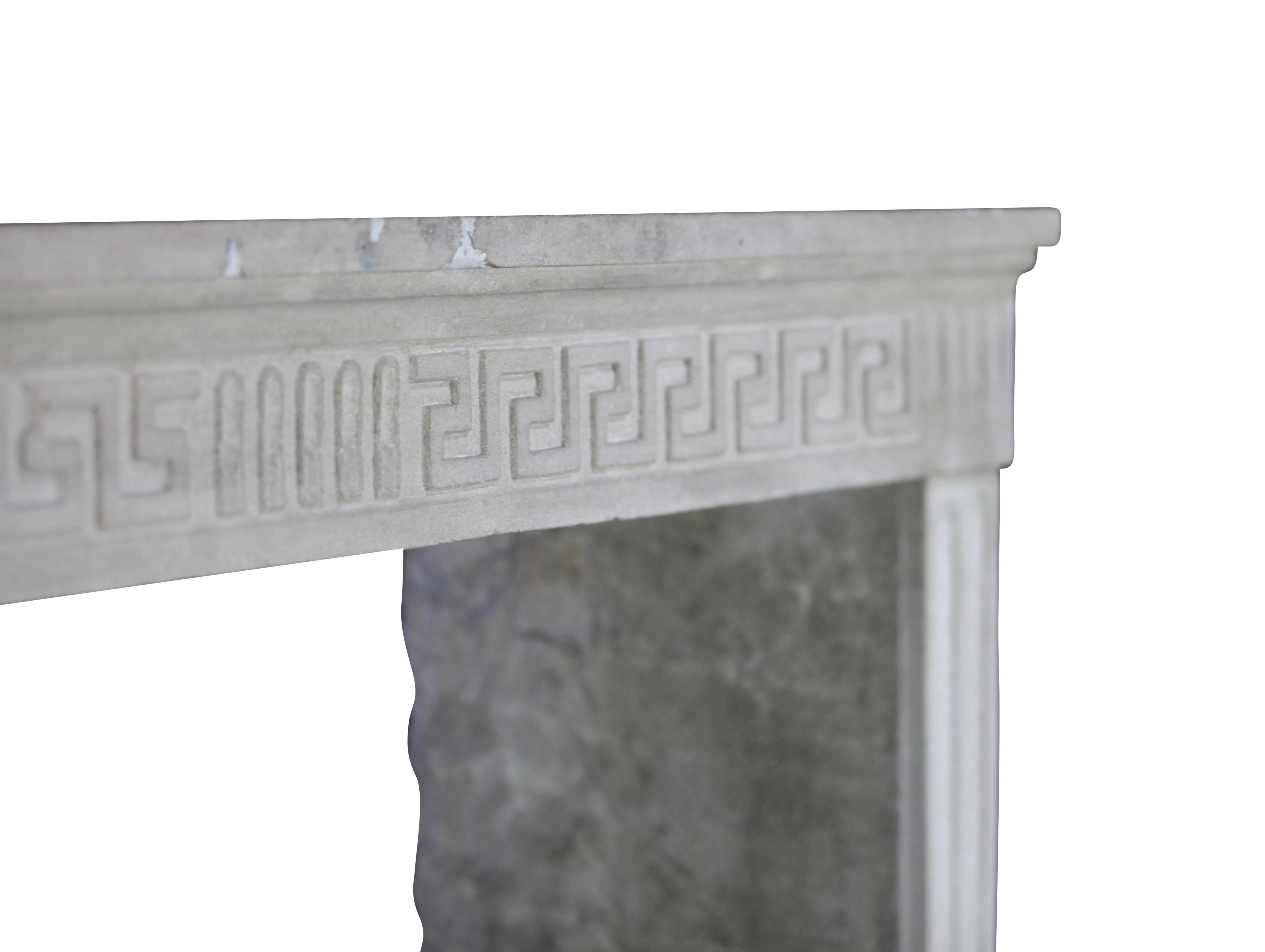 Antique French Country Limestone Fireplace Surround For Sale 1